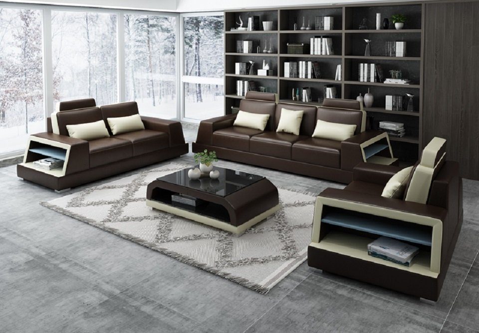 JVmoebel Sofa Sofagarnitur 3+1 Sitzer Set Design Sofas Polster Couchen Modern Sofa, Made in Europe Braun