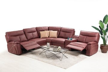 JVmoebel Ecksofa Ecksofa L-Form Design Wohnzimmer Luxus Sitzmöbel Modern Rot, 6 Teile, Made in Europa
