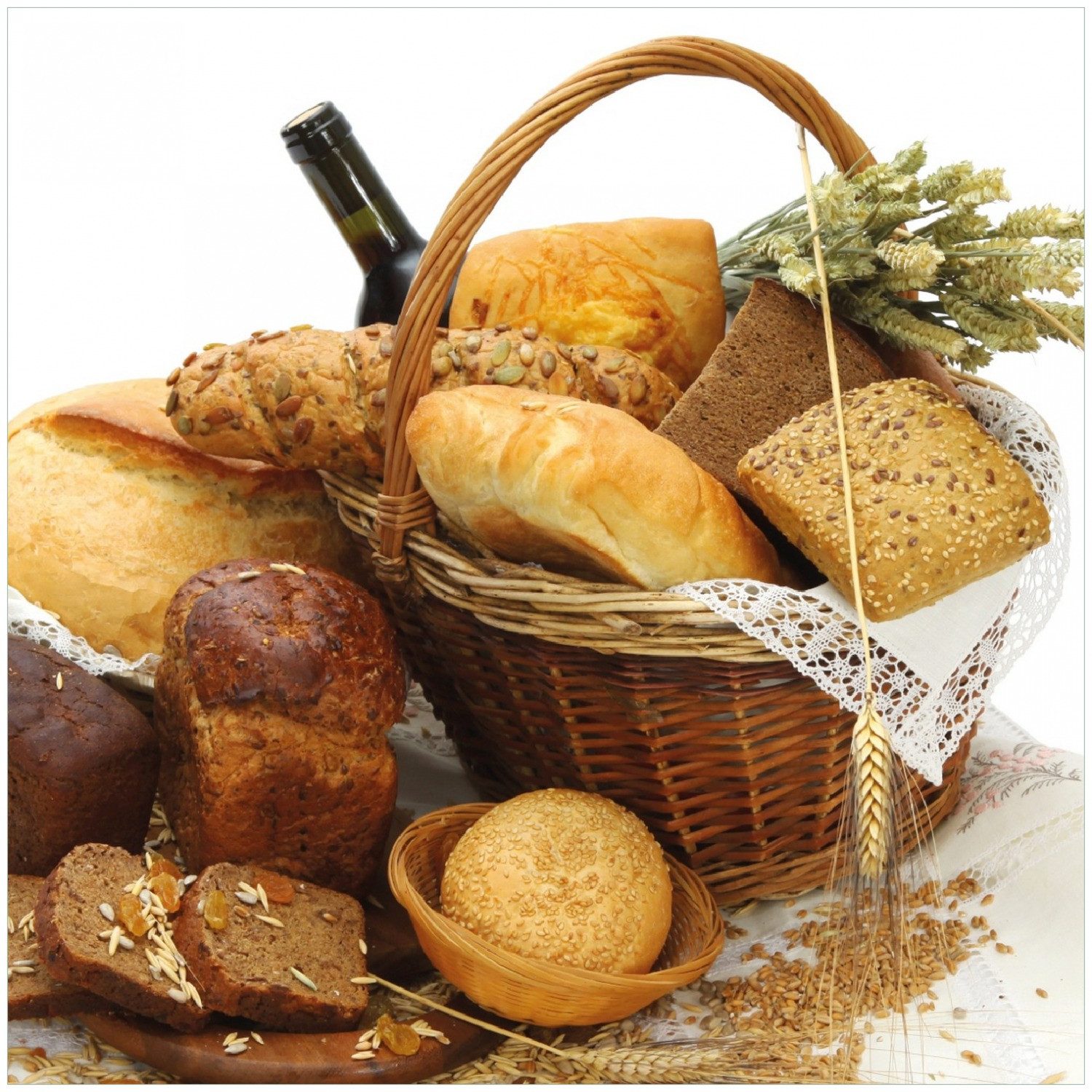 Wallario Memoboard Brot und Brötchen im eleganten Korb - mit Wein und Getreide. € 49,95