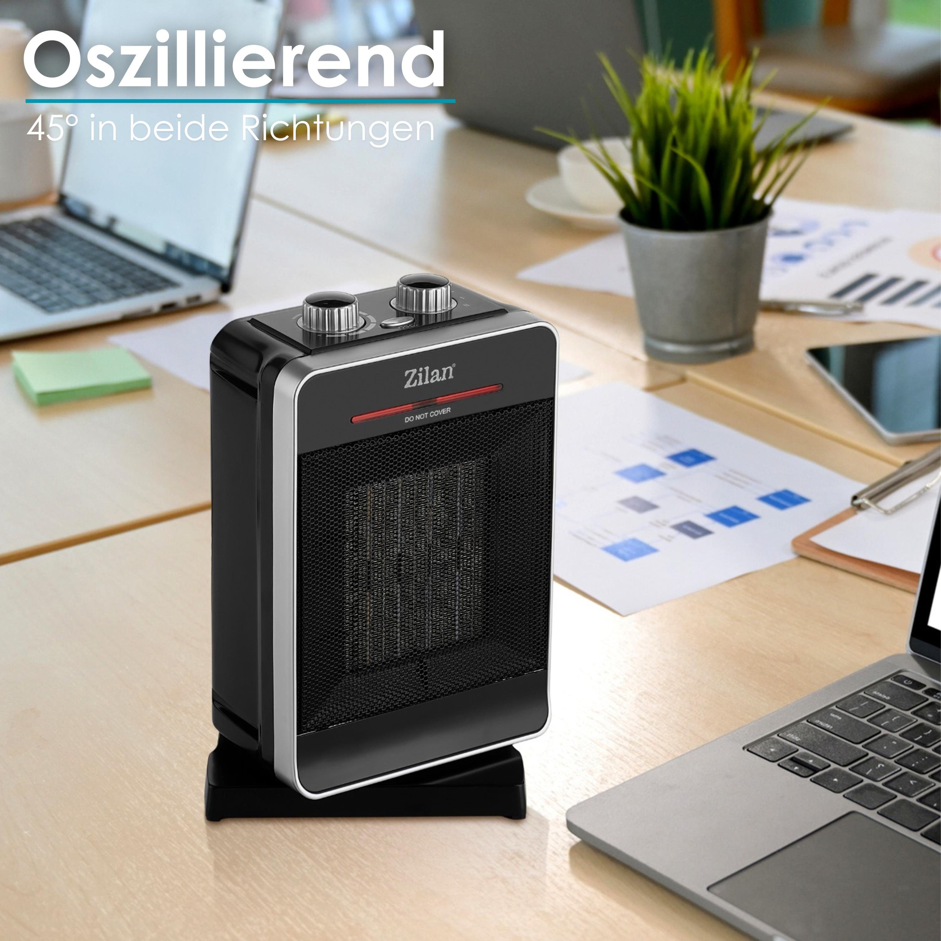Zilan Keramikheizlüfter ZLN-3215, 2000 W, Oszillierend,Keramik Heizelement,3 Stufen,2 Leistungsstufen,Thermostat