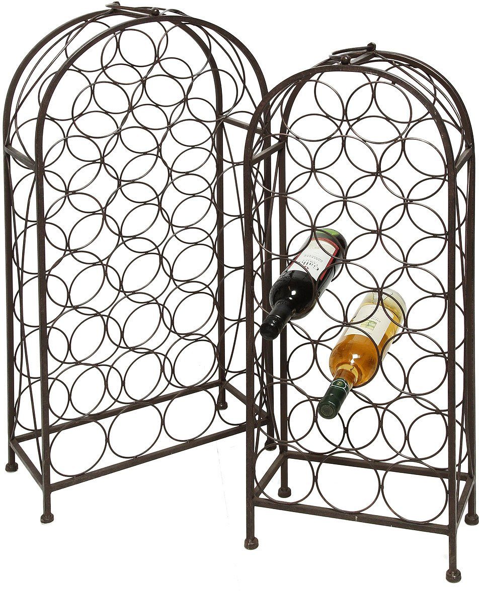 Ambiente Haus Flaschenhalter Flaschenständer Set 93/85cm- antikbraun, (1-St)