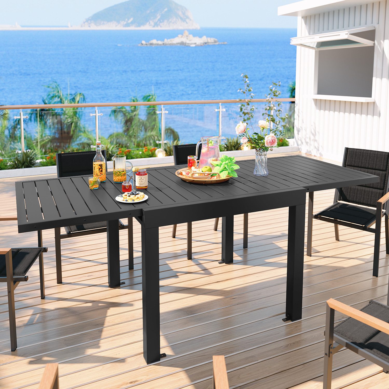 GUNJI Gartentisch Aluminium Ausziehbarer Gartentisch 80-160 130-260 x 75 cm günstig online kaufen