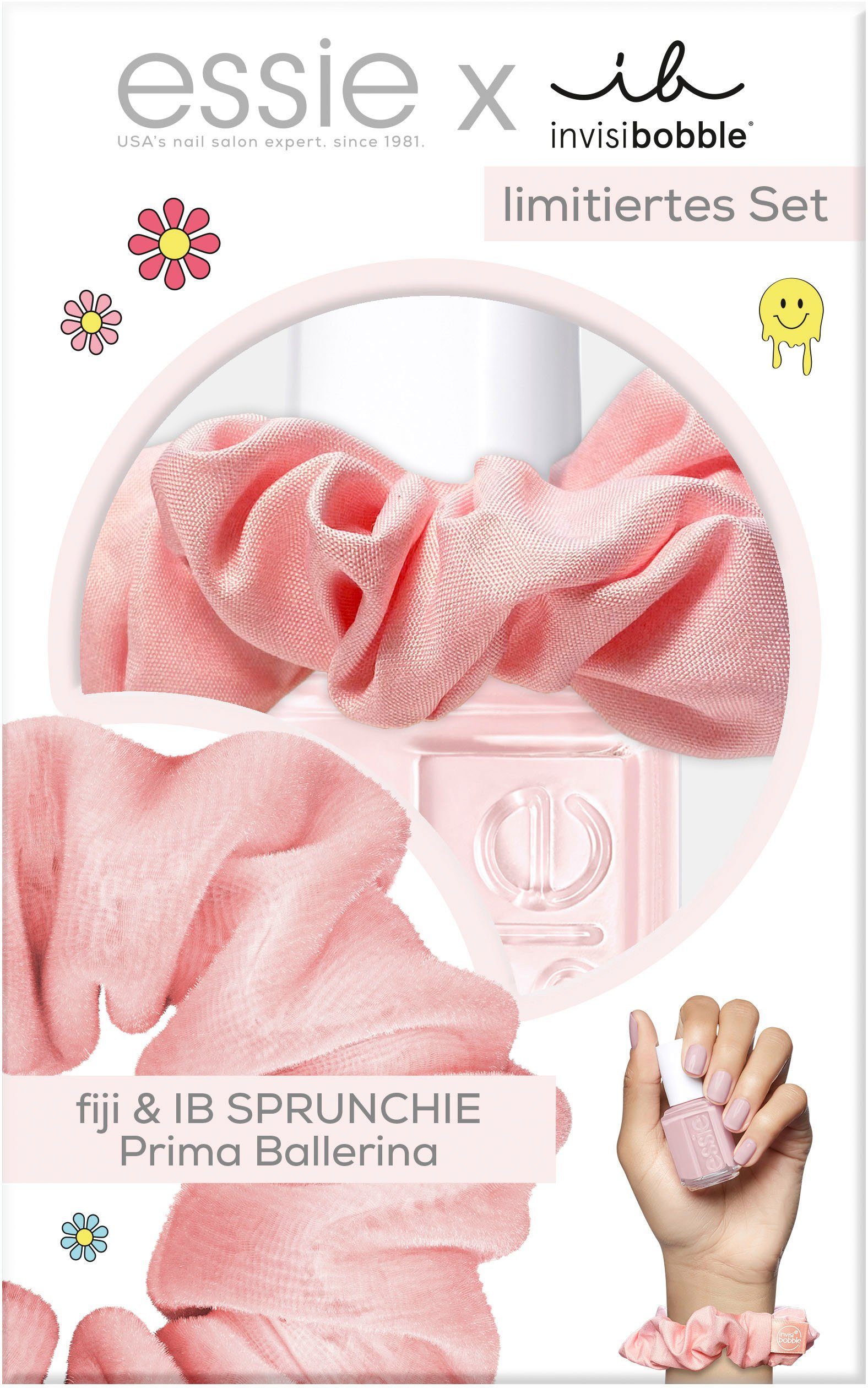 essie Nagellack-Set Essie Nagellack, Mit farblich passendem invisibobble  Sprunchie in Rosa