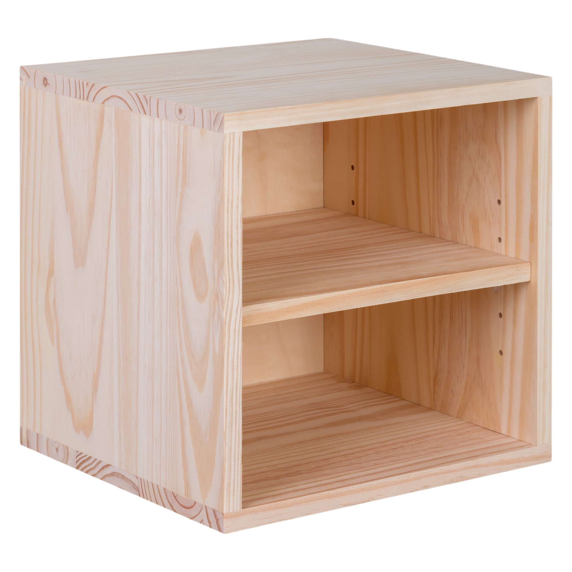 Lusimat Regalwürfel aus Holz mit Rückwand, 32,5 x 32,5 x 30 cm, Würfel aus Kiefernholz