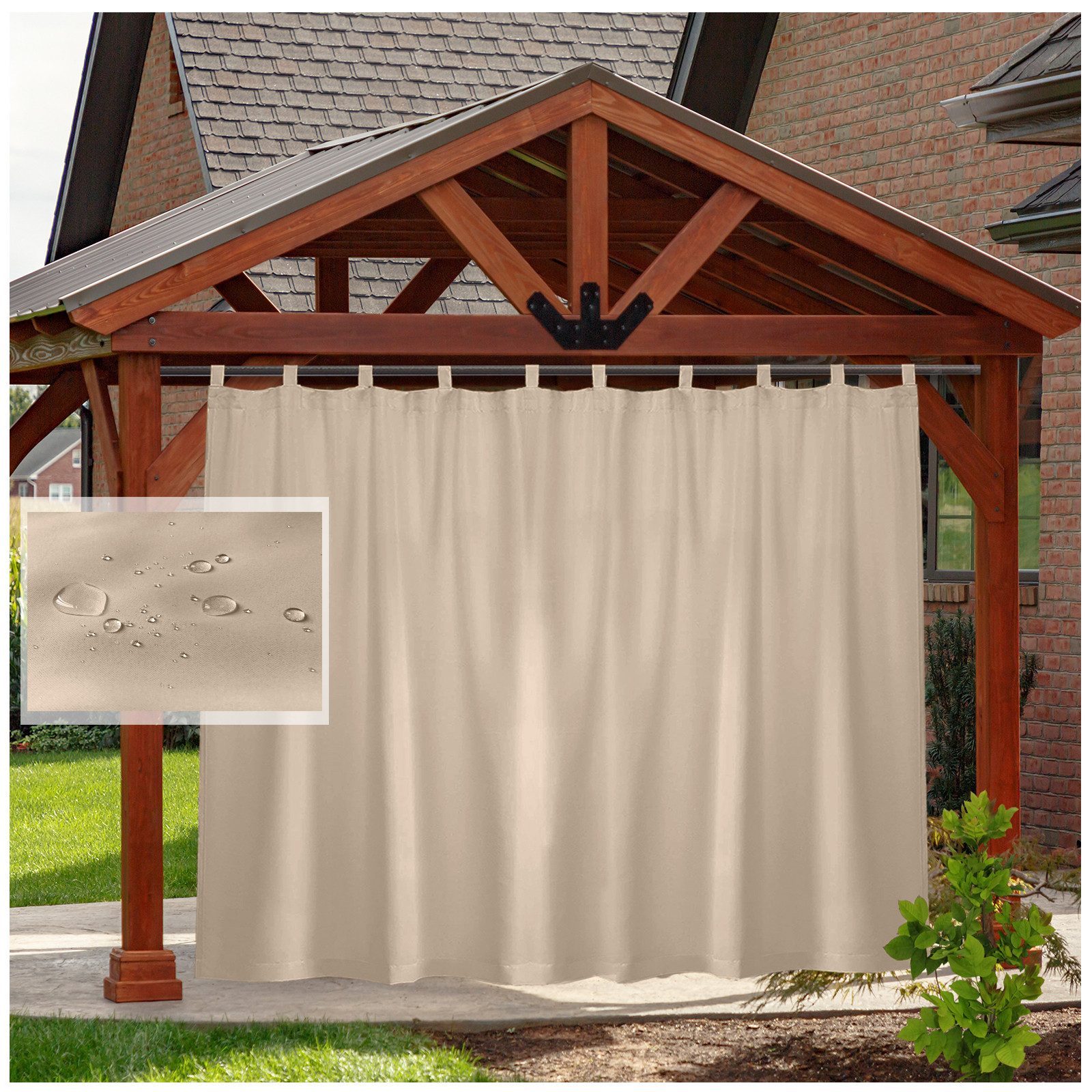 BTTO V&G Outdoorgardine Ösenvorhang Verdunkelungsvorhang Schlaufen günstig online kaufen