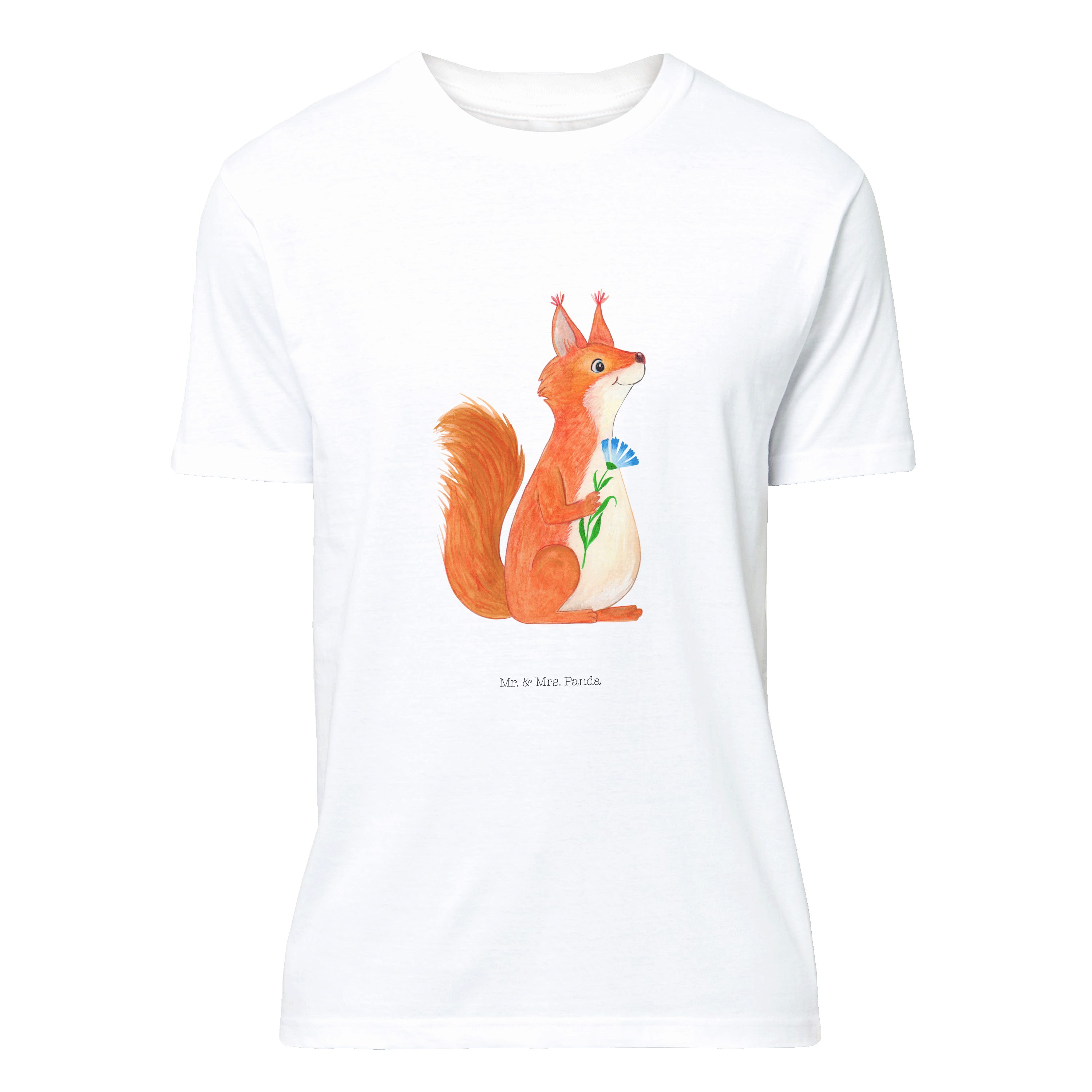 Mr. & Mrs. Panda T-Shirt Lachen, Weiß Blume Nac Geburstag, Geschenk, - (1-tlg) Eichhörnchen - T-Shirt