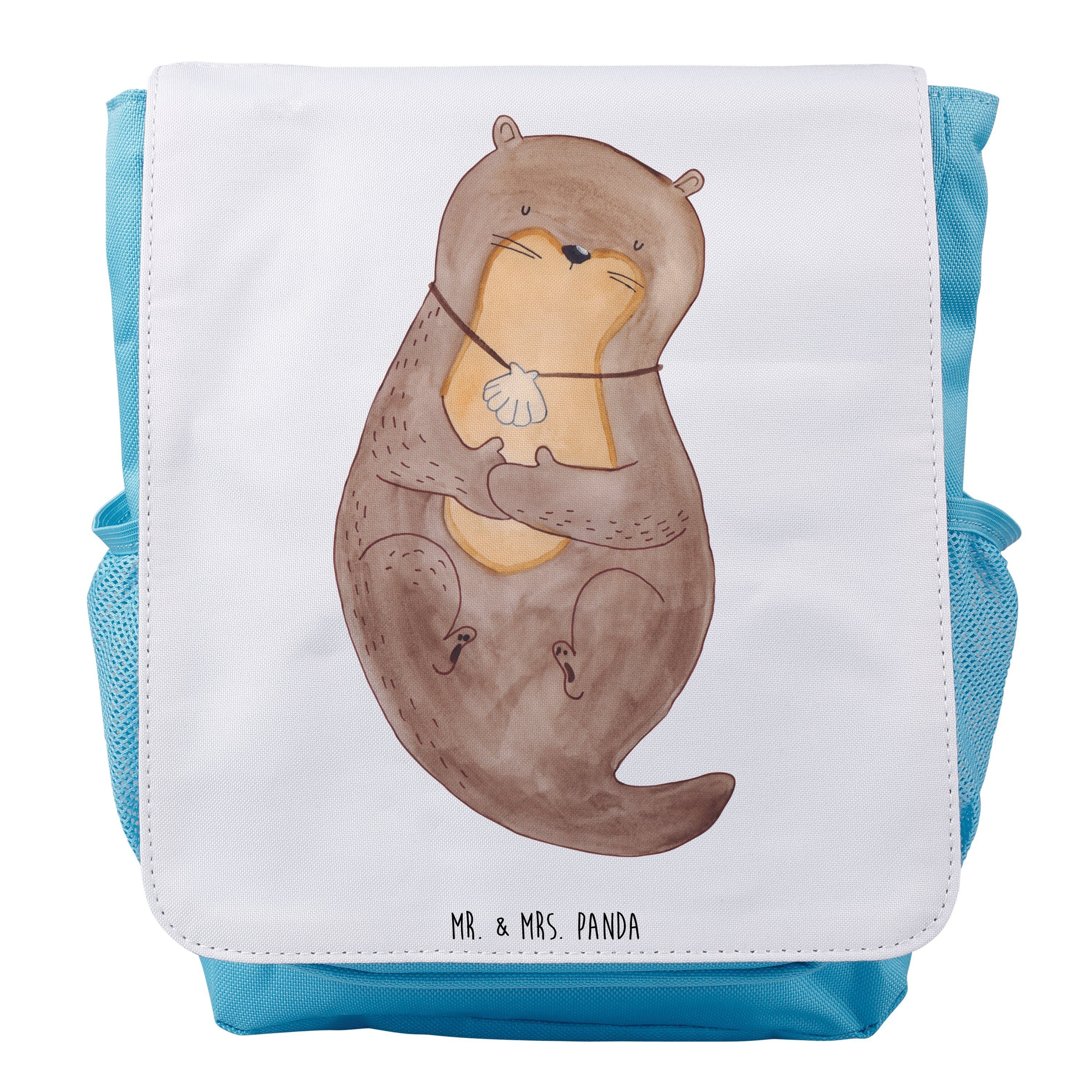 Mr. & Mrs. Panda Kinderrucksack Jungen Otter mit Muschelmedaillon - Weiß - Geschenk, niedlich, Kinder | Rucksäcke