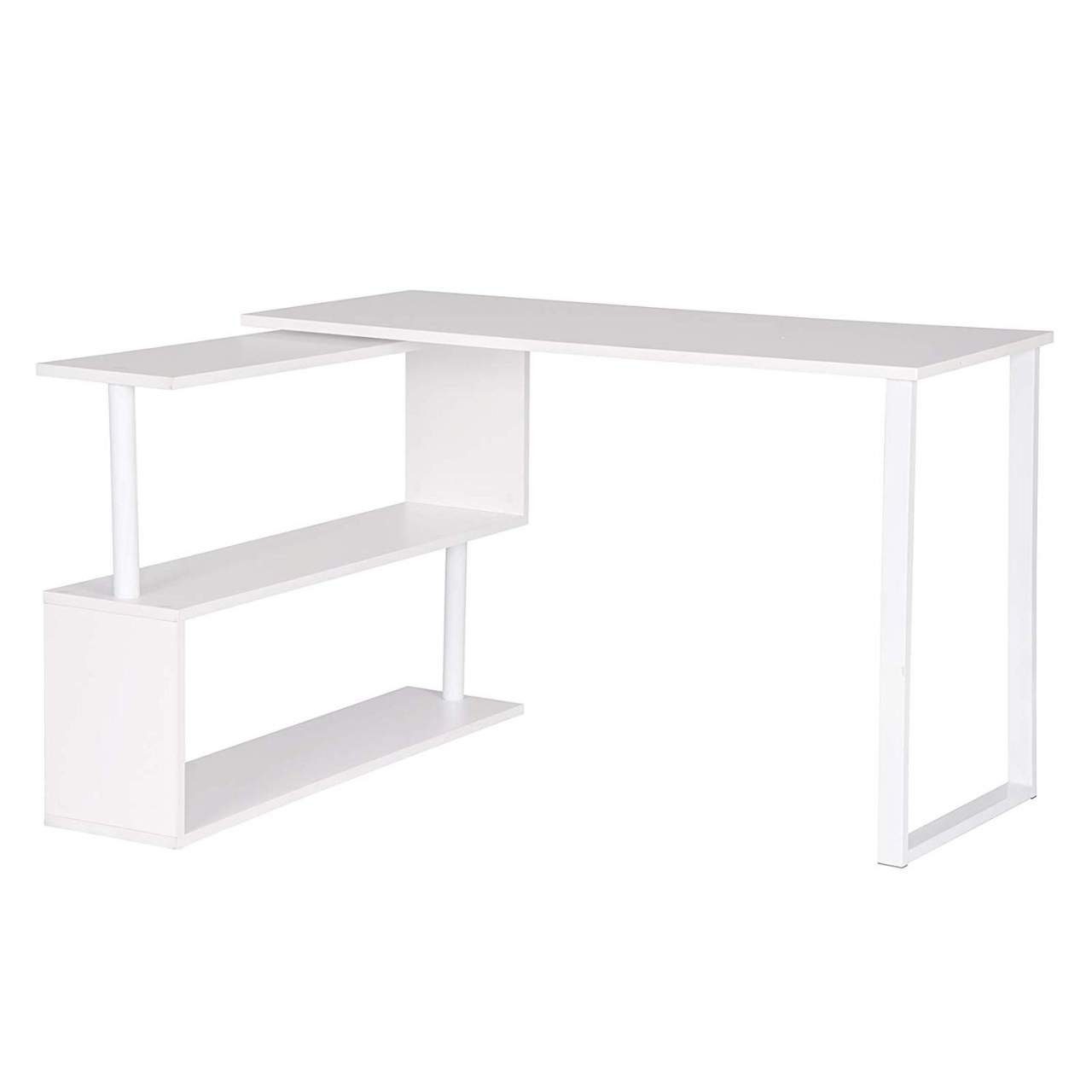 | MDF Weiß Schreibtisch Weiß Woltu Ablagen, Bürotisch (1-St), mit 120x100x74cm(BxTxH),