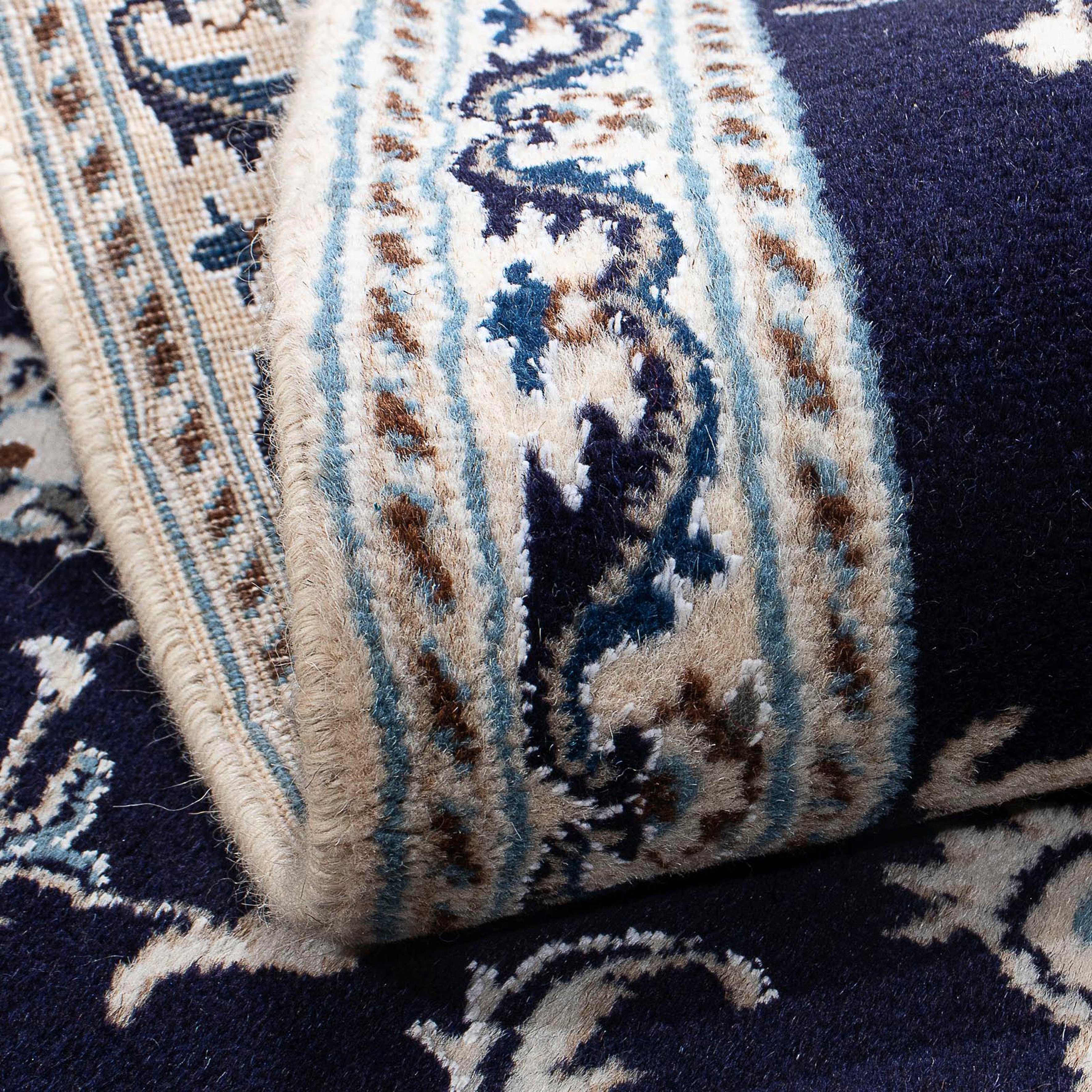 Orientteppich Perser mit Nain - cm 10 dunkelblau, - morgenland, Höhe: Handgeknüpft, Zertifikat mm, 94 rechteckig, x 149 Einzelstück - Wohnzimmer