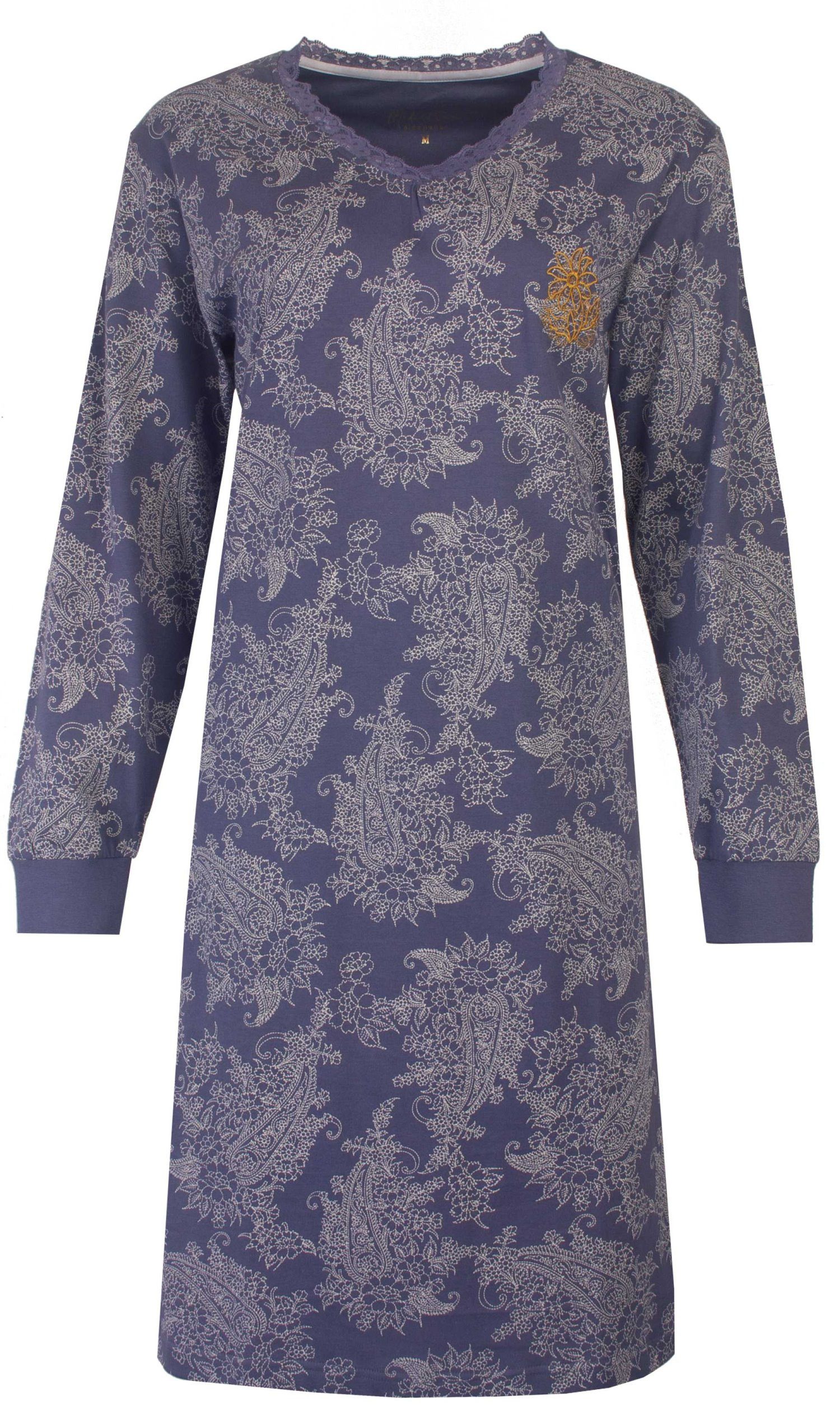 Medaillon Nachthemd Damen Schlafshirt mit langem Arm (1-tlg) Baumwolle günstig online kaufen