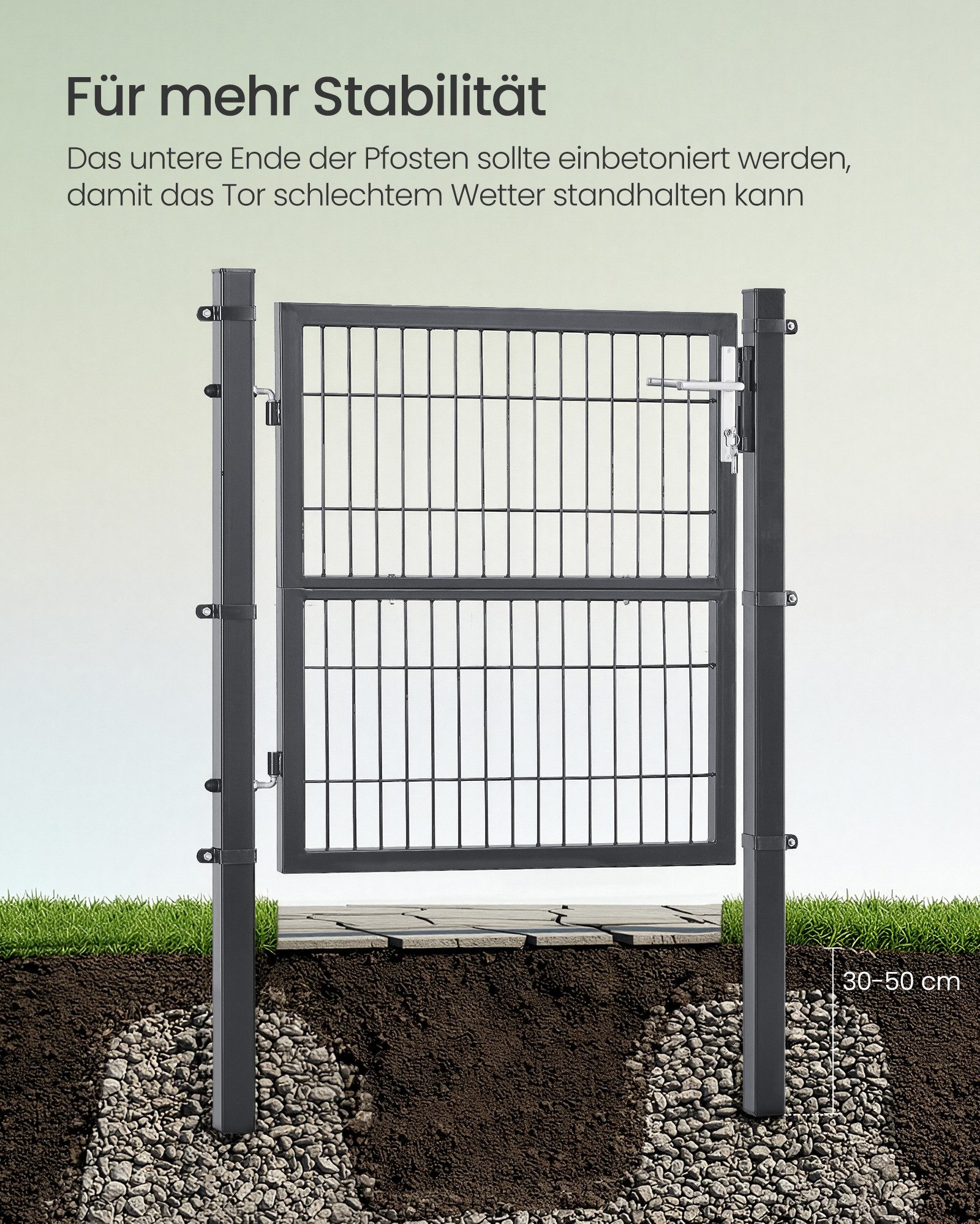 SONGMICS Gartentor Gartentür, Gartentür, verzinkter Stahl, abschließbar, 106 x 125/150 cm (B×H)