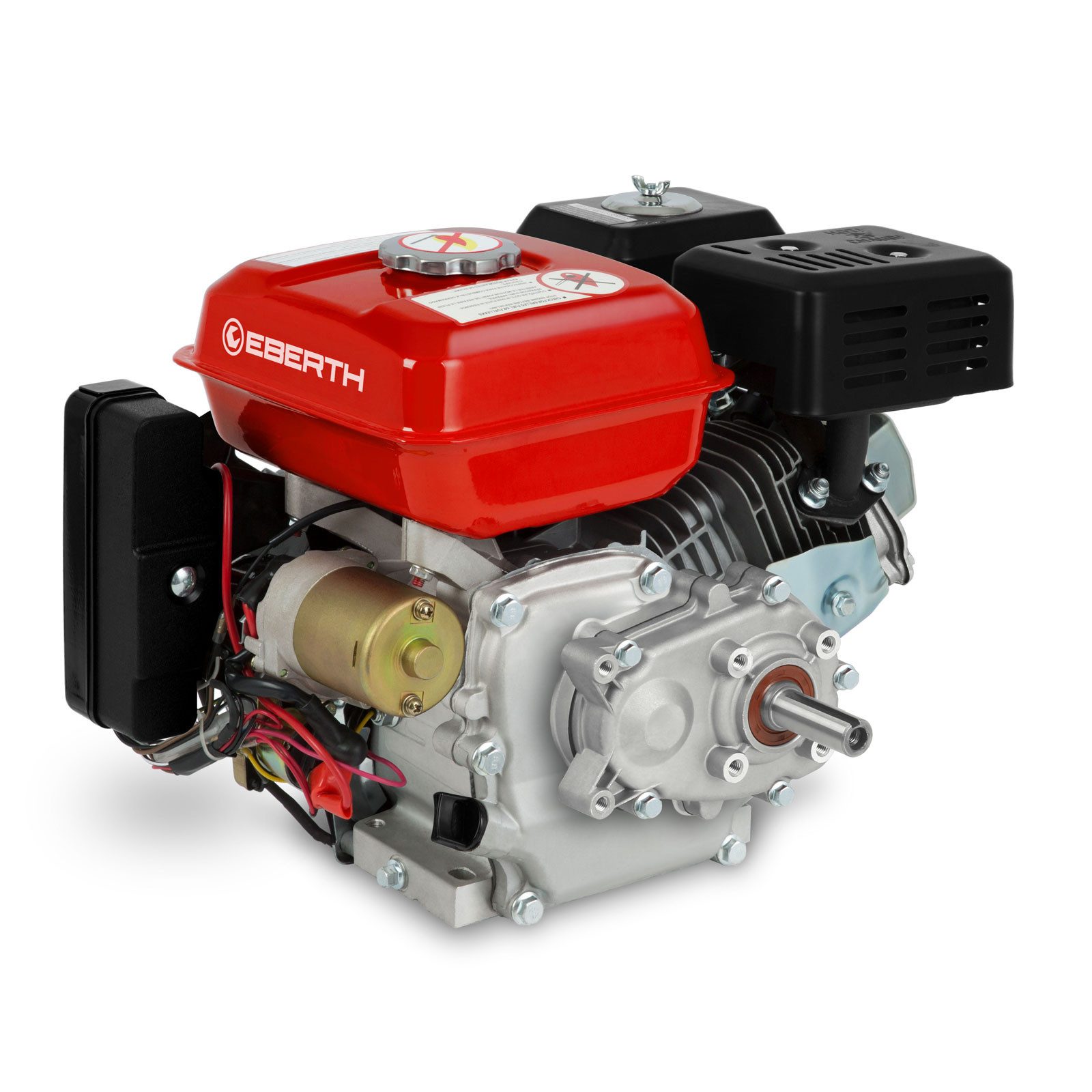 EBERTH Stromerzeuger 6,5 PS 4,8 kW Benzinmotor mit Reduktionsgetriebe 2:1, E-Start, 19,05 mm Ø Welle, Ölmangelsicherung, 4-Takt, 1 Zylinder, 196 ccm