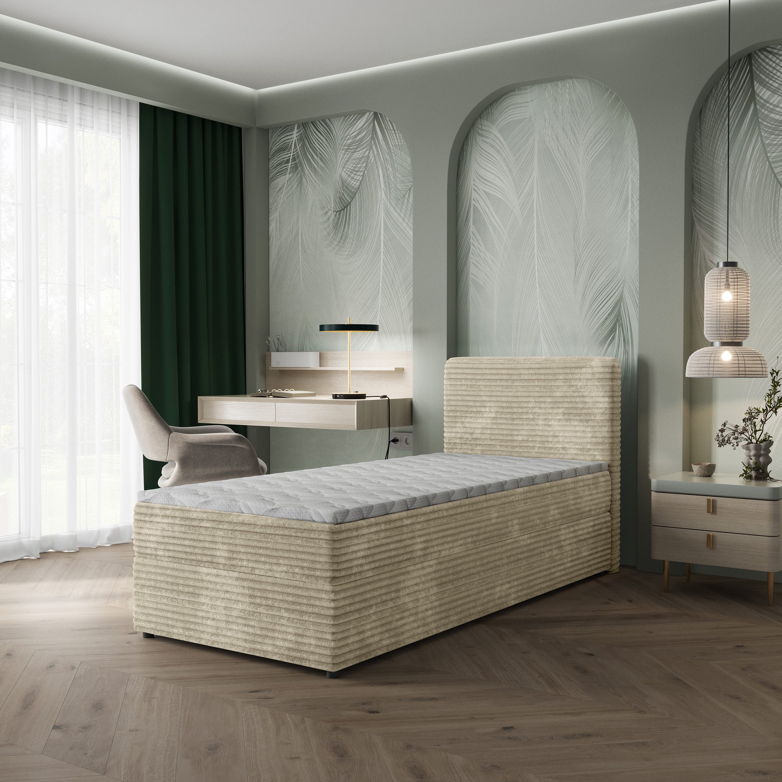 Masseno Boxbett PISA 80x200 cm mit Bonell Matratze und Topper