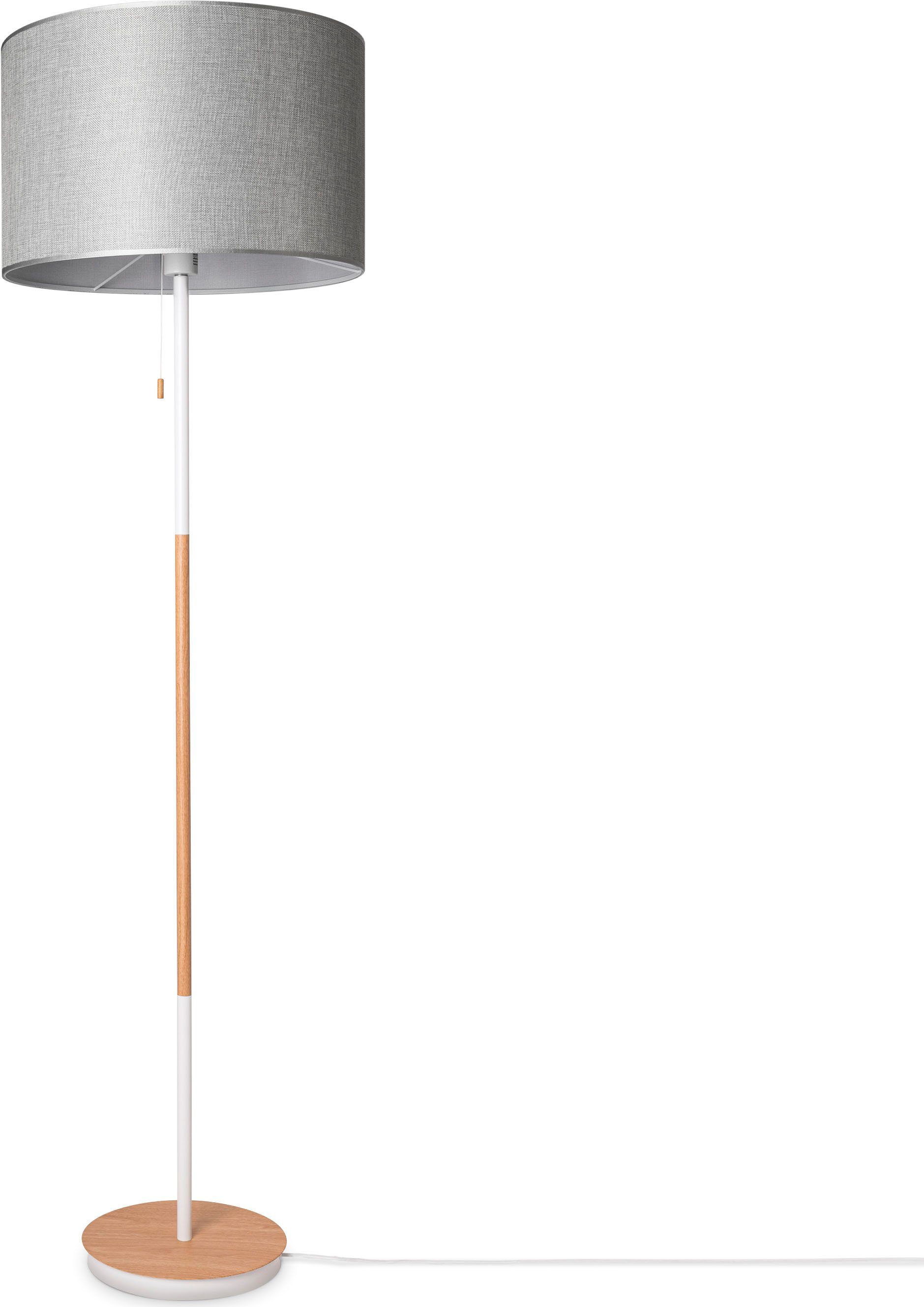 Einfarbig Wohnzimmer Skandi CA Paco Leuchtmittel, UNI Stoffschirm natur Standleuchte Home Stofflampe grau weiß ohne COLOR, Stehlampe EK E27