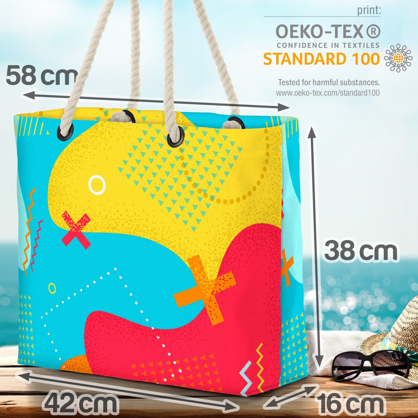 VOID Strandtasche (1-tlg), Flecken Art Pop Gradient Farben Farben Pop Geo Bunt Splash Splash Art