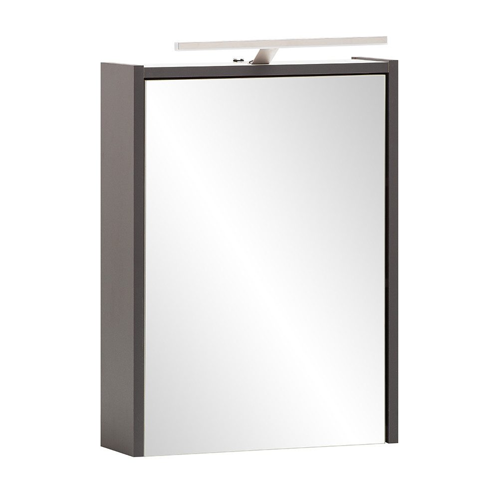Lomadox Spiegelschrank KANE-80 anthrazit Aufsatzleuchte Tür links/rechts 43,5x64x16 cm