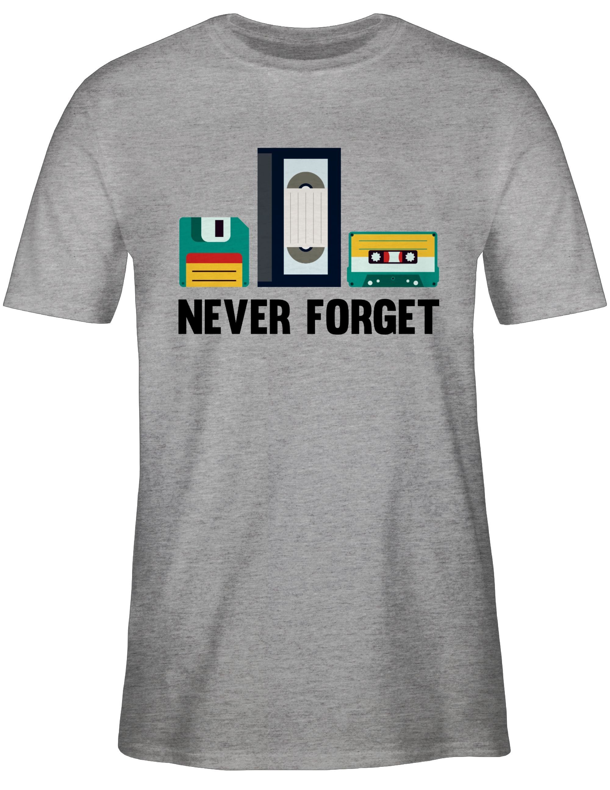 Shirtracer T-Shirt 2 Nerd meliert Never forget Grau Geschenke