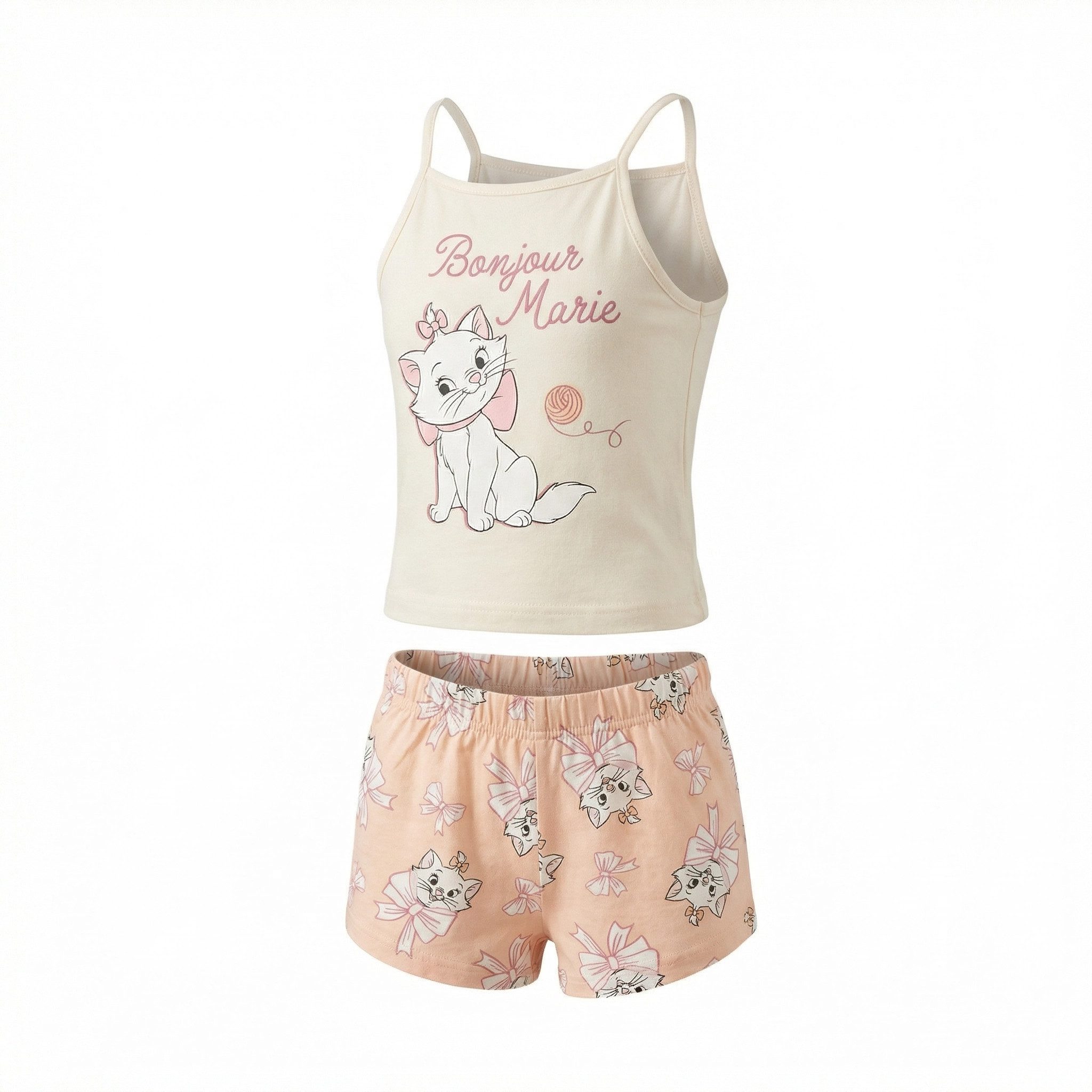 Disney Schlafanzug Disney Aristocats Marie Kinder Schlafanzug Pyjama Shirt Shorts (2 tlg) 100% Baumwolle, Gr. 104 bis 128