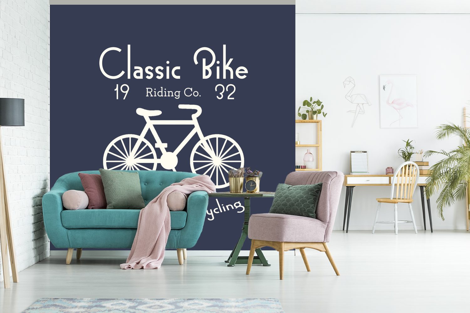 MuchoWow Fototapete Jahrgang - Fahrrad bedruckt, - Wohnzimmer für Tapete (5 Wandtapete oder Vinyl Schlafzimmer, Text, St), Matt