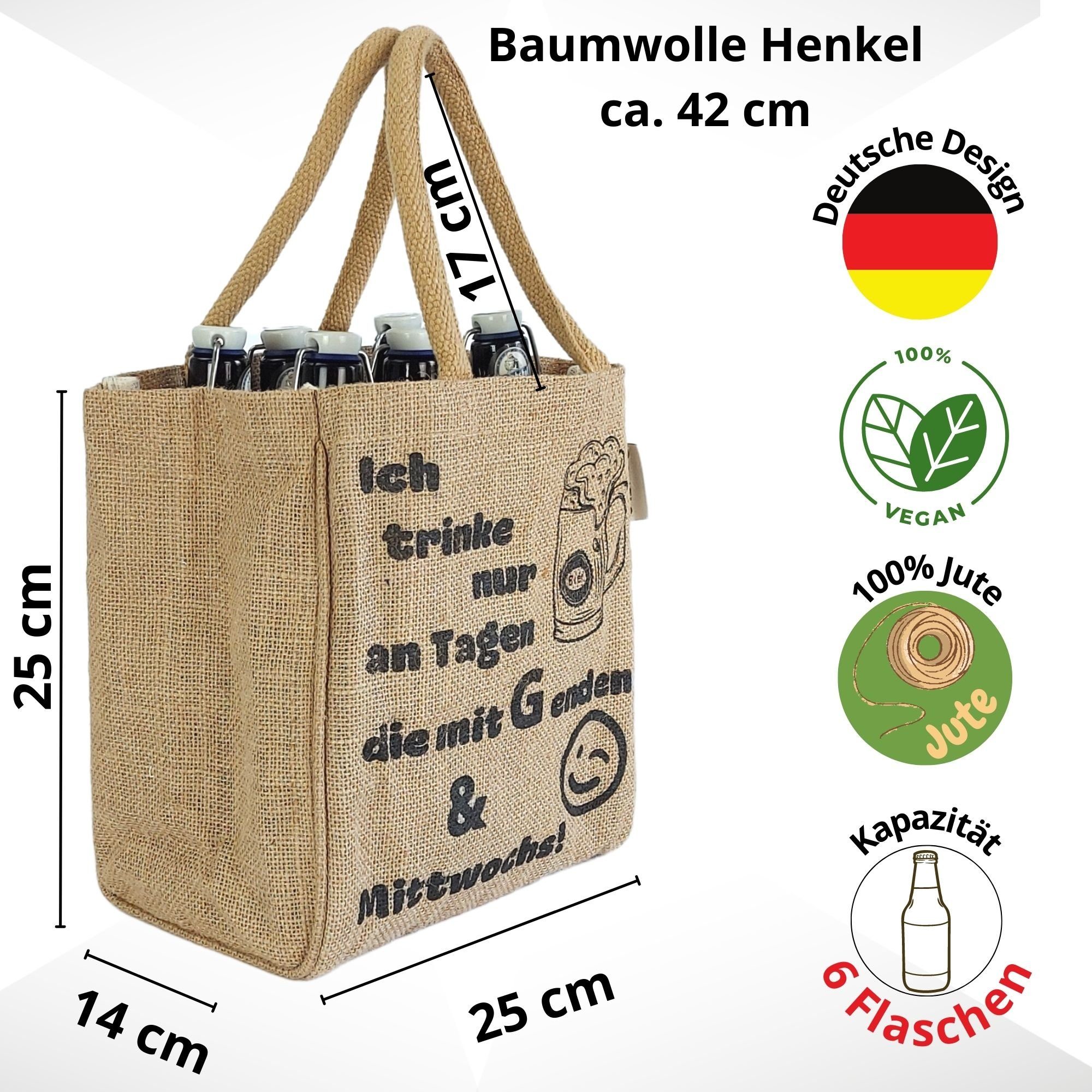 Jute für Vegan Aufdruck an Domelo Bierträger Flaschentasche Lustiger Tagen Geschenke trinke Flaschenkorb Ich Flaschenkorb Männer,