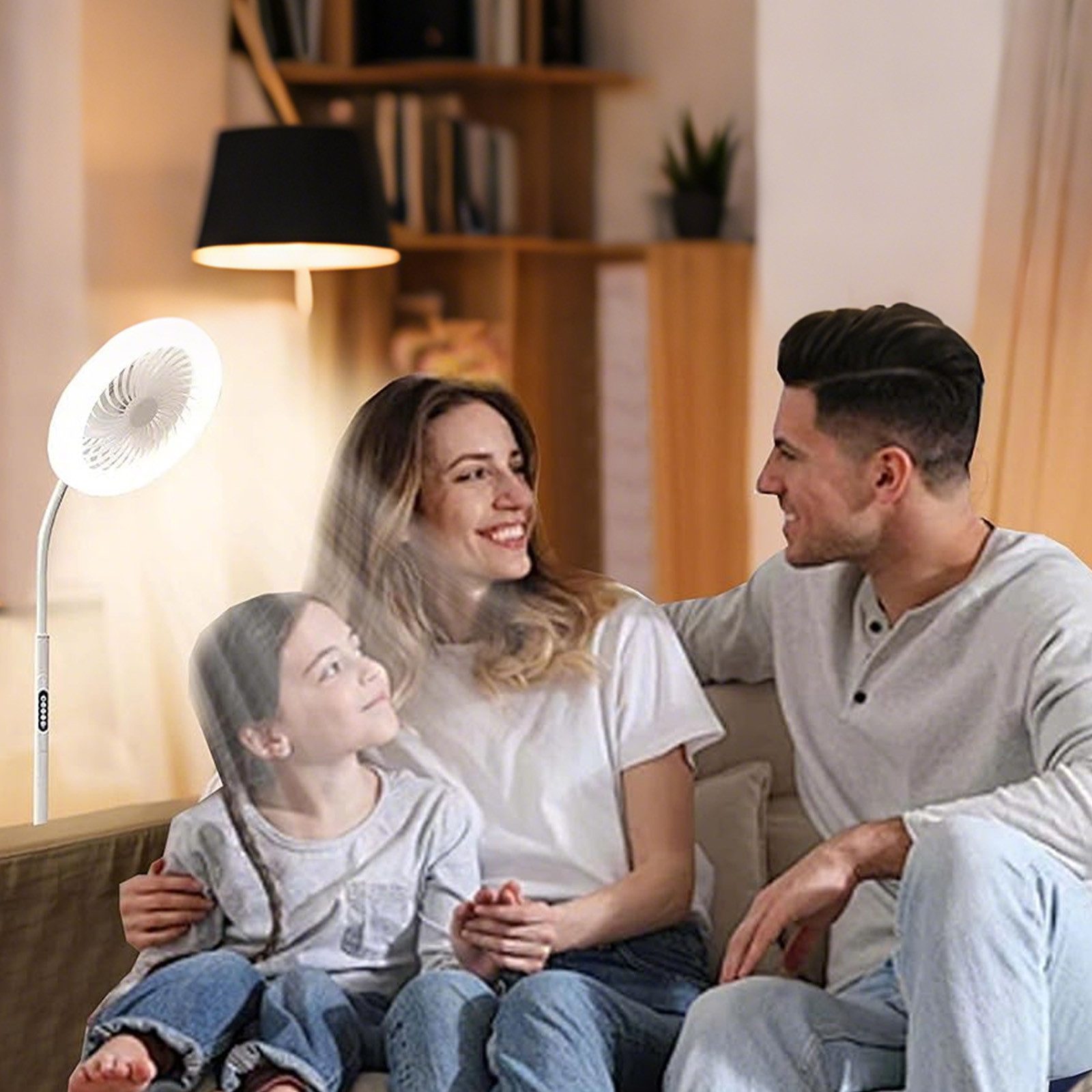 Jibenhome Standventilator 1500 lm Vertikaler LED Ventilator mit RGB-Beleuchtung Dimmbar, Standleuchten mit Taste,Höhenverstellbar,18W/1500 lm,für Büro