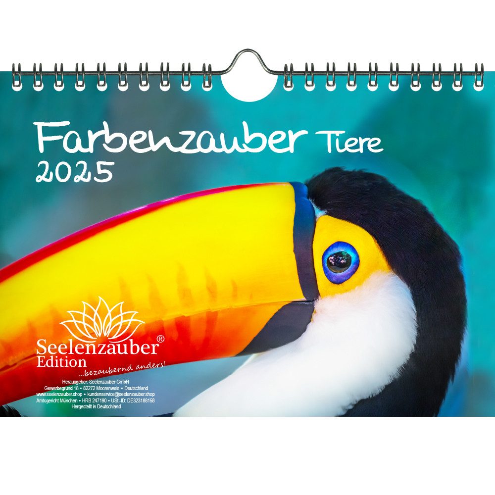 Seelenzauber Wandkalender Farbenzauber Tiere DIN A5 Kalender für 2025