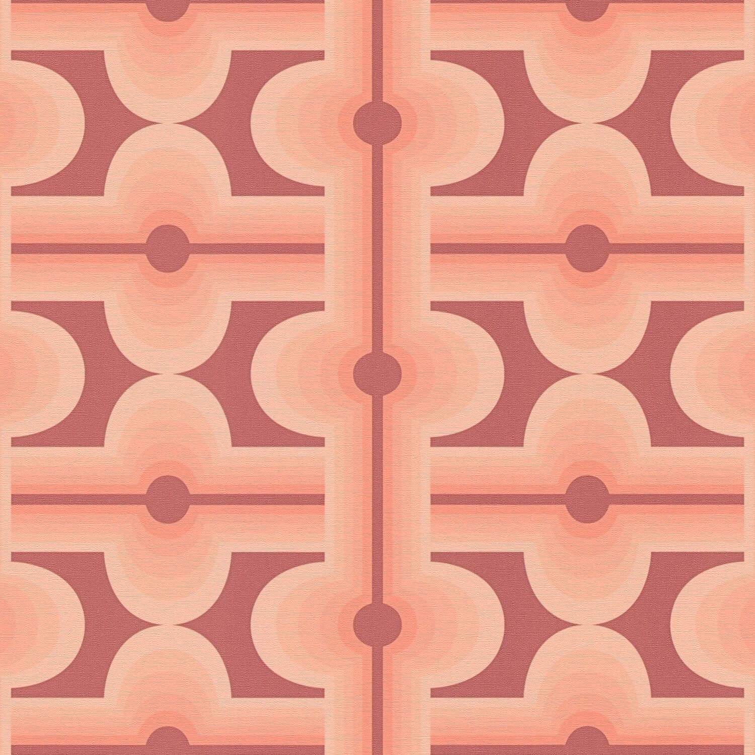 Profhome Vliestapete 395332-GU Retro Tapete geometrisch matt rot lachs-rot pastell-orange, geprägt, (1 Rolle, 4,51 qm), heißgeprägte Vliestapete, rostrot