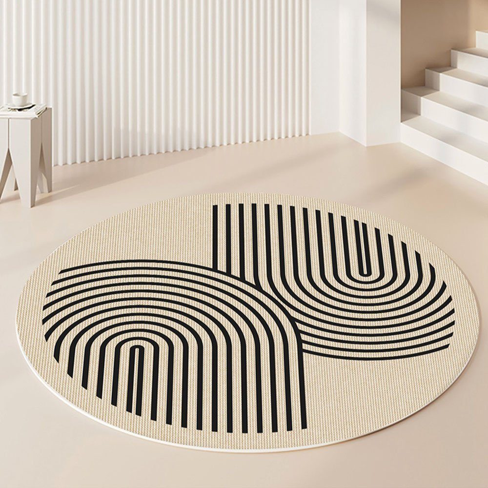 Teppich Teppich Rund Wohnzimmer Teppich Geometrisches Muster 80*80cm,  FELIXLEO | Kurzflor-Teppiche