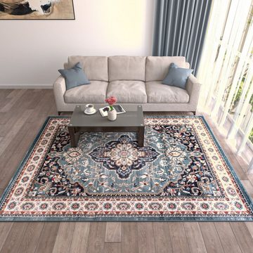 Orientteppich Oriente Teppich - Traditioneller Teppich Orient Blau Schwarz, Mazovia, 60 x 100 cm, Geeignet für Fußbodenheizung, Pflegeleicht, Wohnzimmerteppich