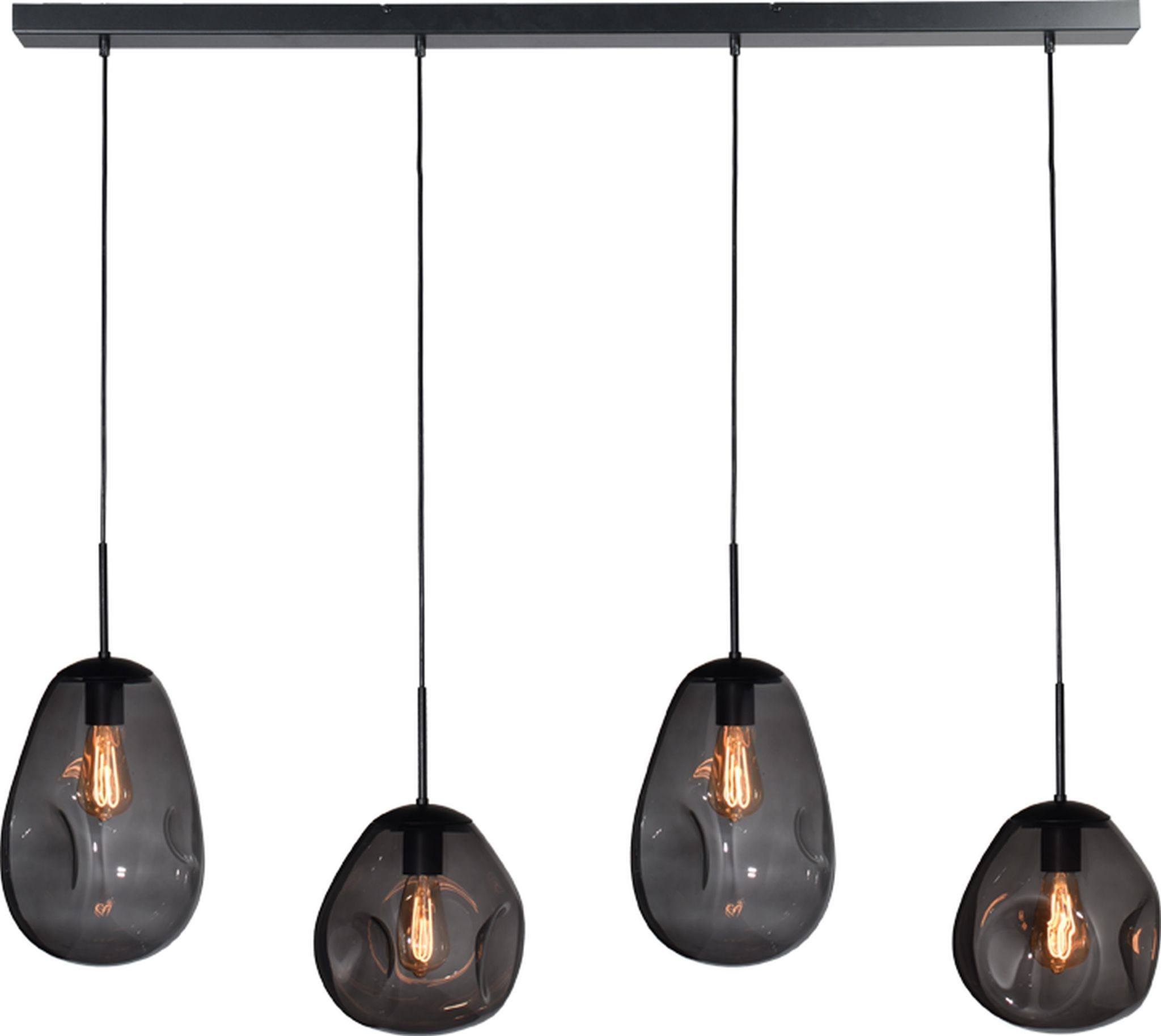 masterlight Pendelleuchte Hängelampe Hängeleuchte Lava 4-flammig Glas Grau 130x24cm, ohne Leuchtmittel, Lichtfarbe ist abhängig vom Leuchtmittel, exklusiv und handgefertigt