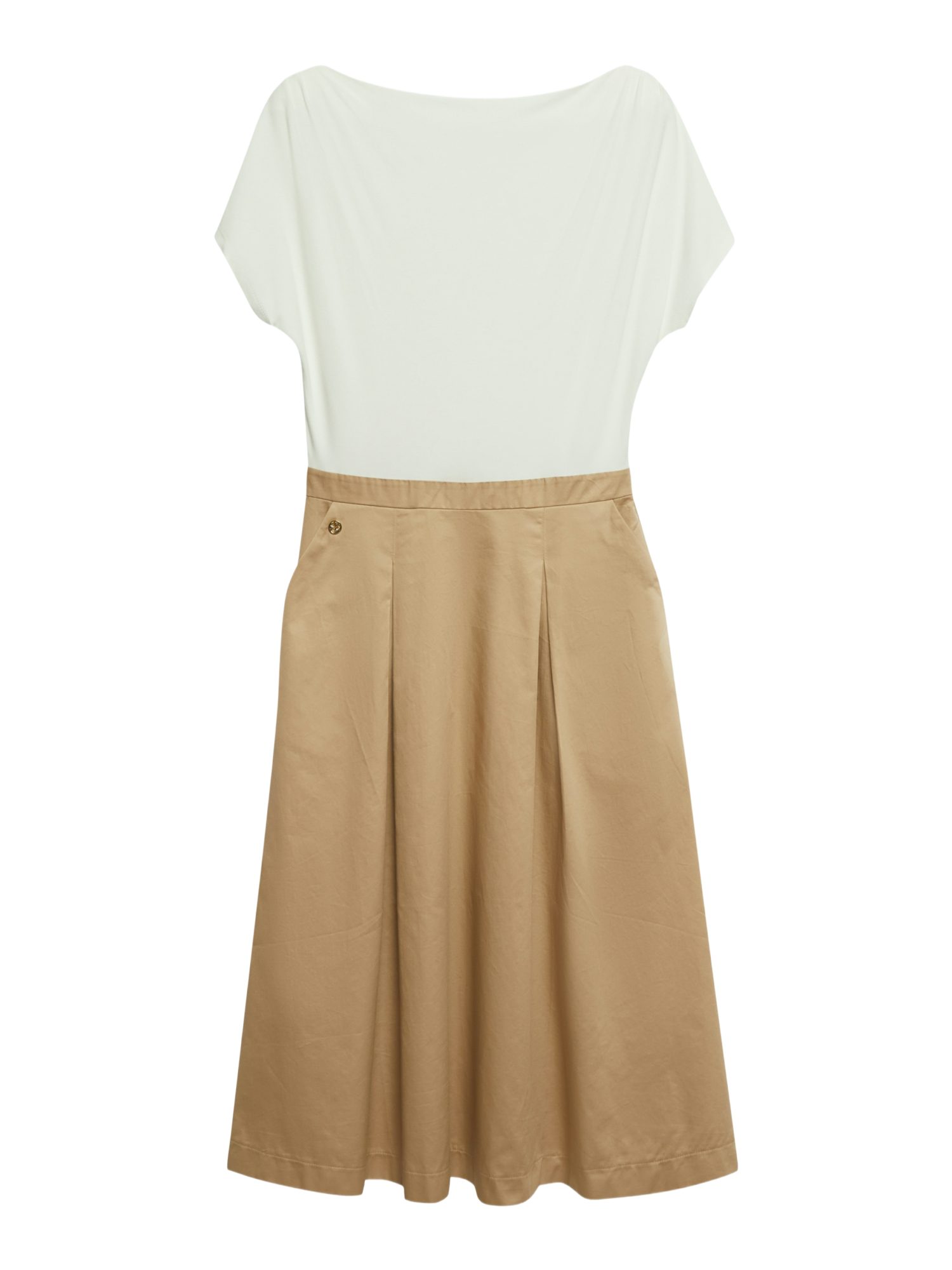 s.Oliver BLACK LABEL Partykleid natur,Casual,Viskose,Colorblock,Rundhals,Kurz,Regular Fit