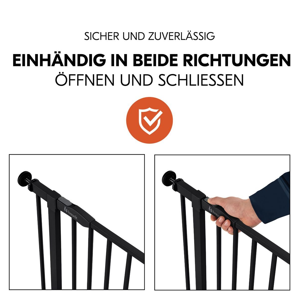Hauck Türschutzgitter Open N Stop 2 - Black, Treppenschutzgitter Set 75–80 cm ohne Bohren mit 3x Klemmschutz – Bild 4 von 5