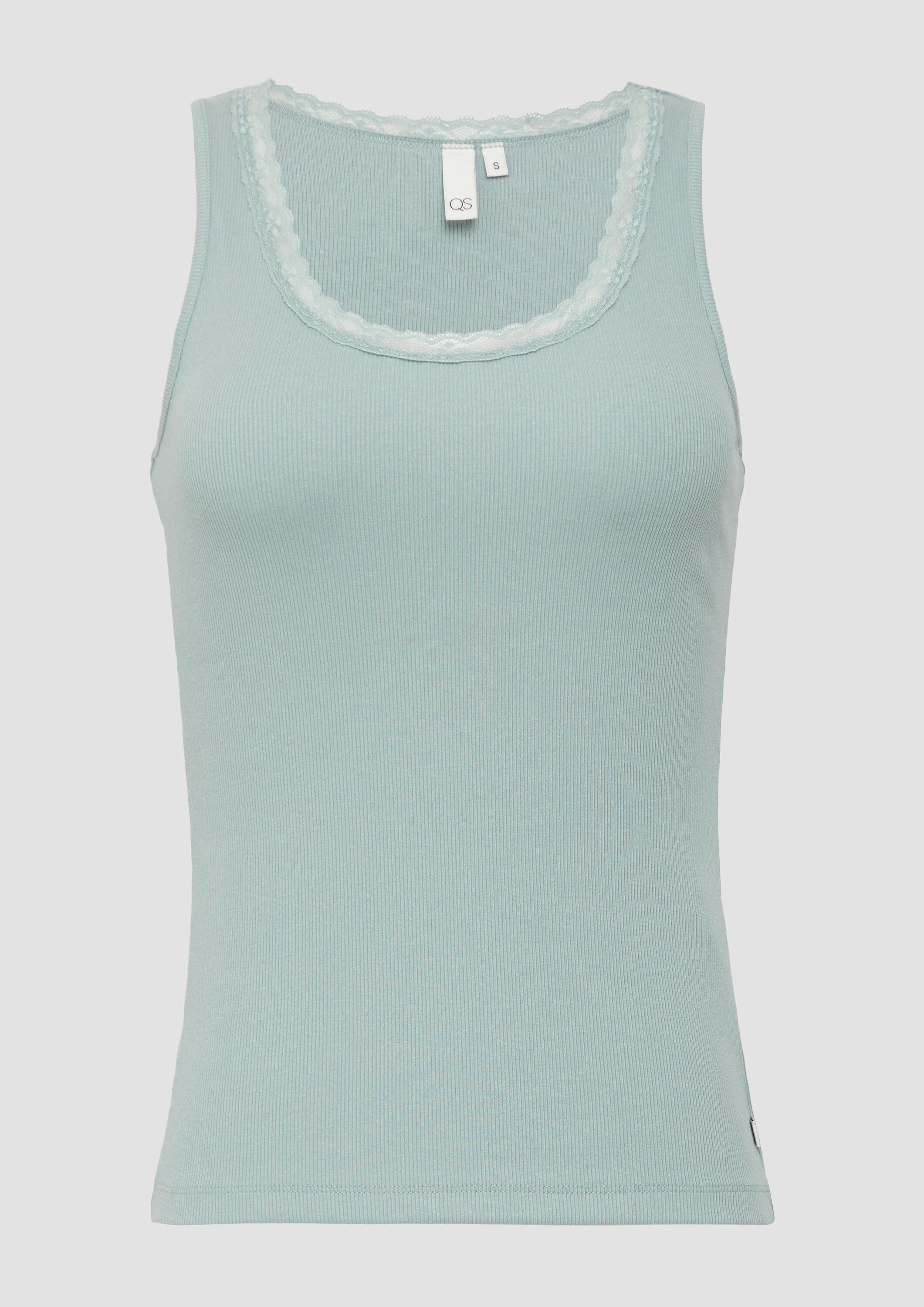 QS Muskelshirt T-Shirt Ripptop mit Spitze am Ausschitt
