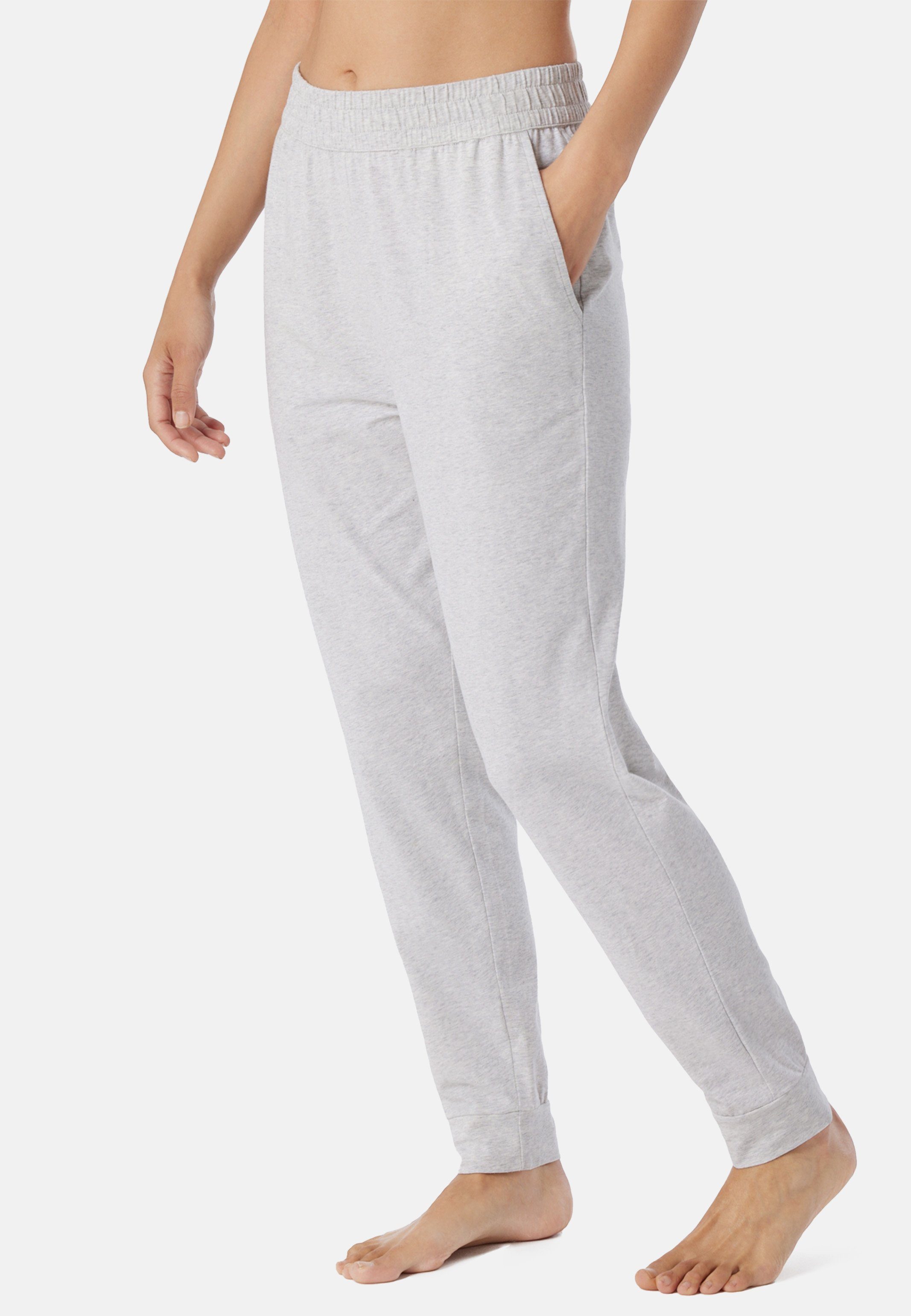 Grau-Melange Cotton - Schiesser Relax (1-tlg) & Organic Hose - lang Mix Schlafhose Baumwolle Schlafanzug