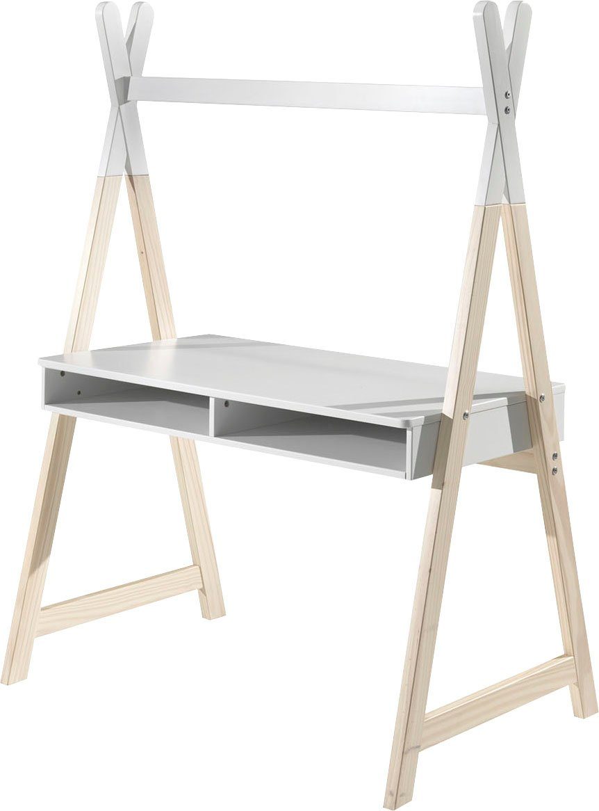 Vipack Schreibtisch Kiddy (Made in Europe), Ausgefallene Tipi Optik für den Schreibtisch, mit großer Arbeitsfläche