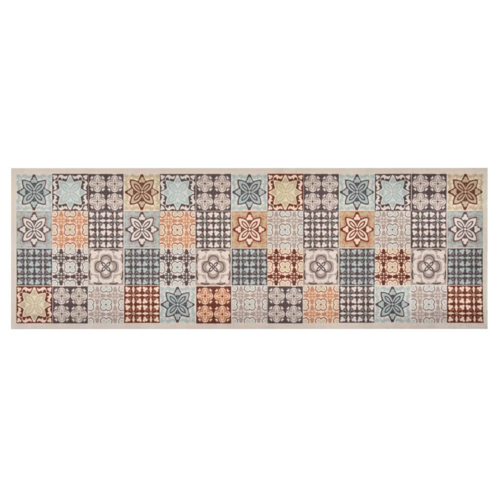 Fußmatte 60 x 180 cm Türmatte Fußmatte Küchenteppich Waschbar Mosaik Mehrfarbig