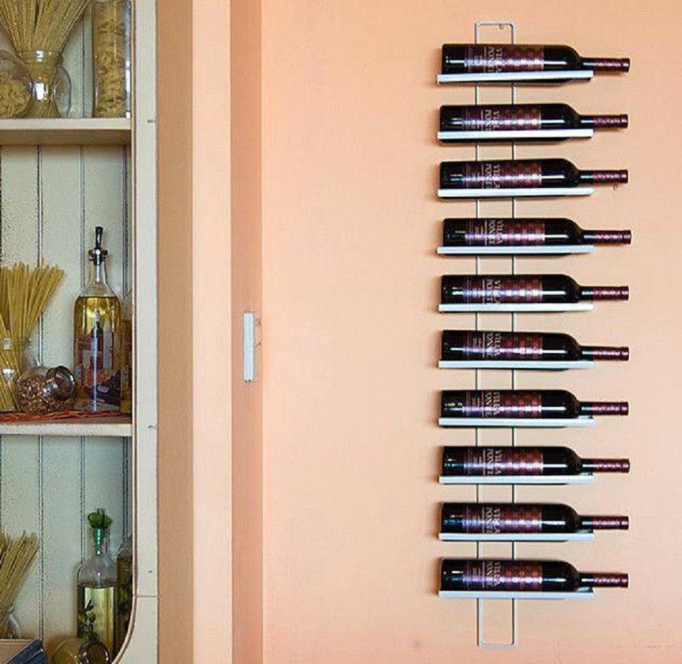 DanDiBo Weinregal Dies White 116 cm aus Metall für 10 Flaschen Flaschenständer, Wandregal Flaschenhalter