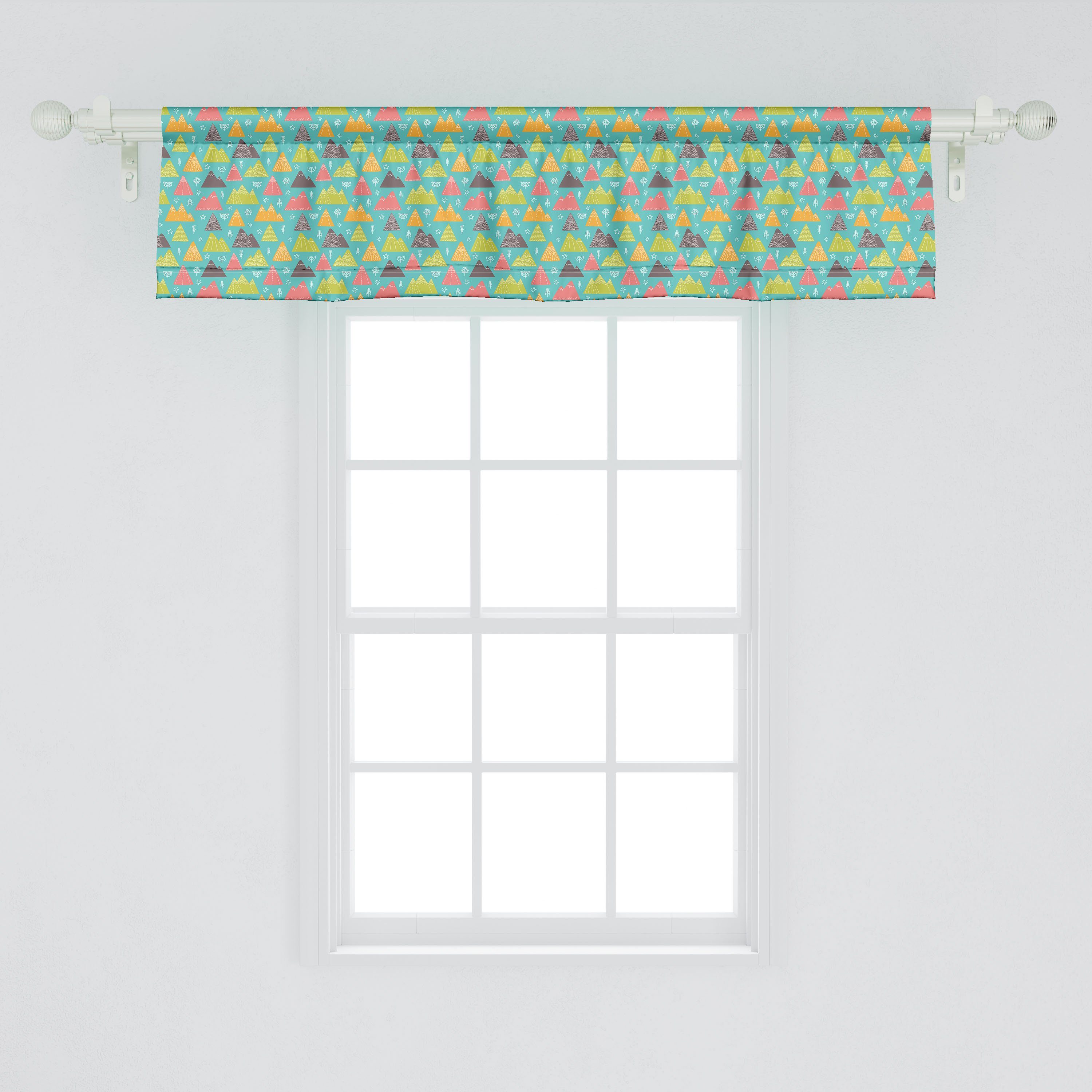 Vorhang Grafik Microfaser, für Volant Stangentasche, Elements des Küche Dekor Skizze Berg Abakuhaus, mit Scheibengardine Schlafzimmer