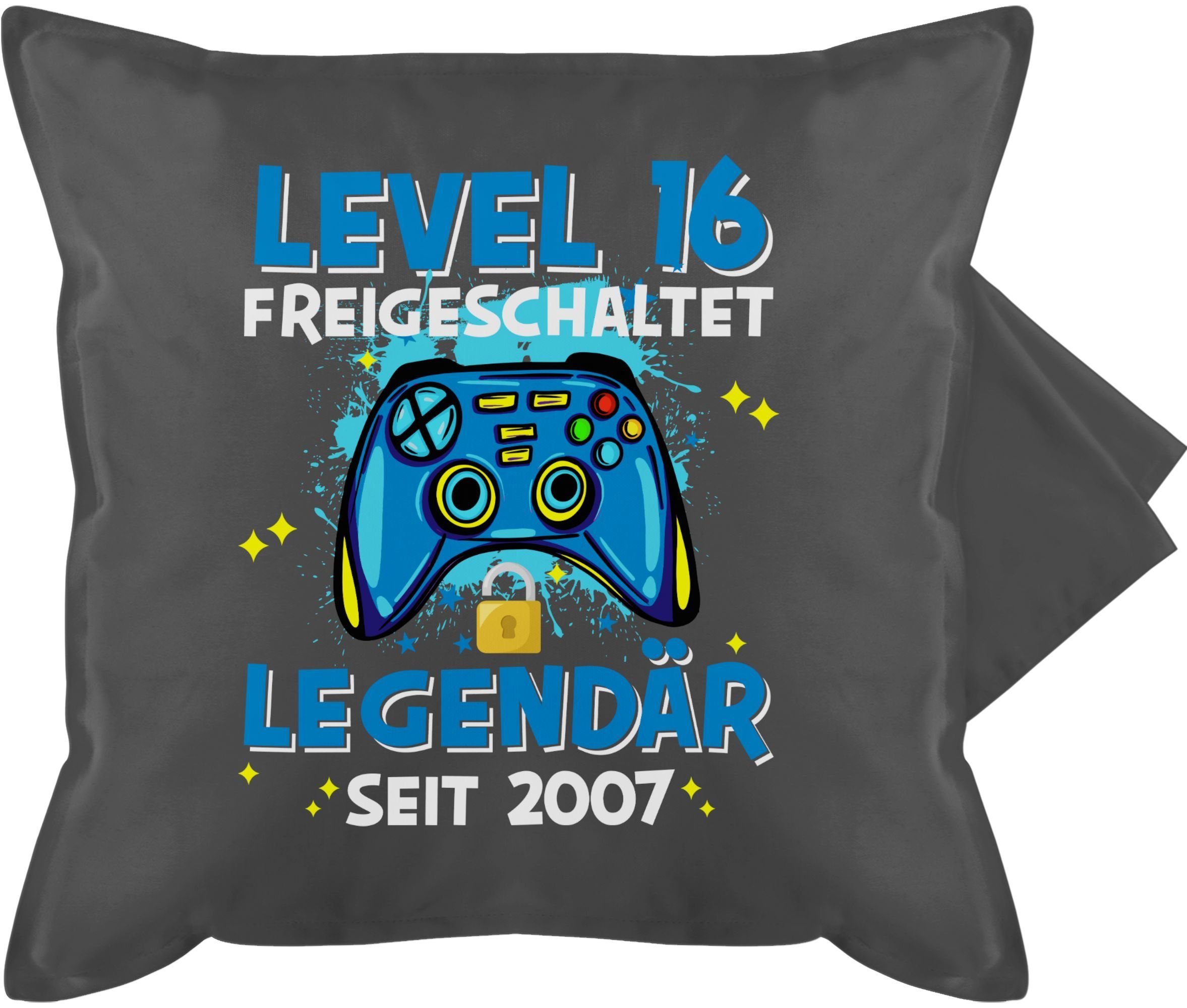 Kissenbezüge Level 16 freigeschaltet Legendär seit 2007, Shirtracer (1 Stück), 16. Geburtstag Kissen