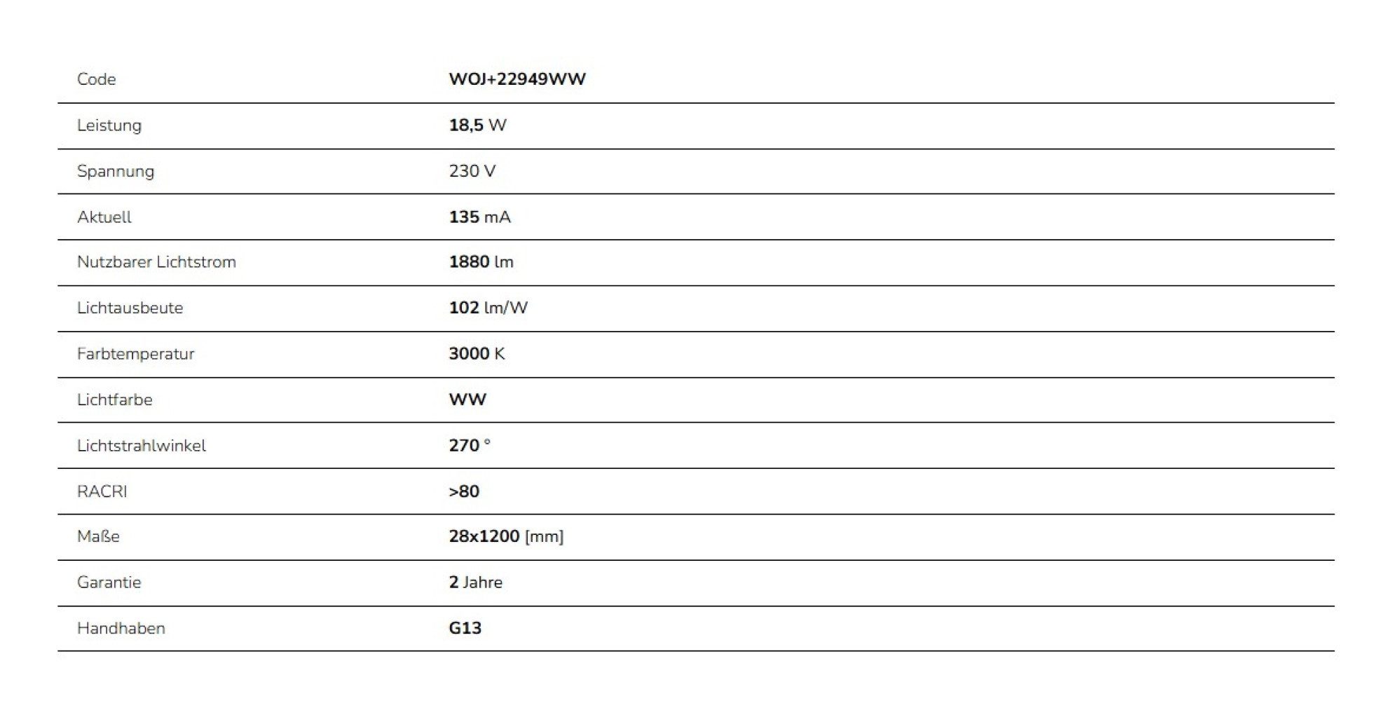 Spectrum LED-Leuchtmittel 25er LED 120cm Röhre G13 KUNSTSTOFF T8 Röhre 18,5W 1880lm Warm 3000K, G13, Warmweiß