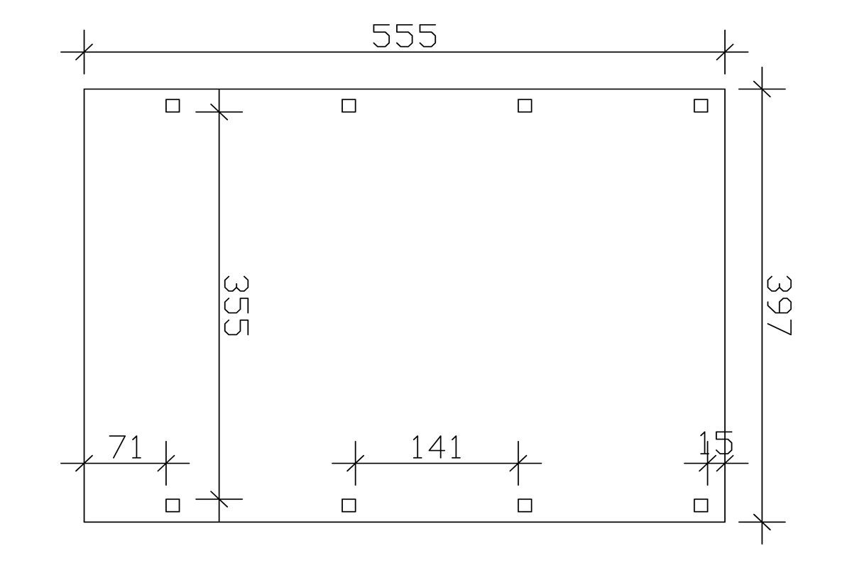 Skanholz Einzelcarport Friesland, BxT: 397x555 dunkelgrau cm, Einfahrtshöhe 221 cm