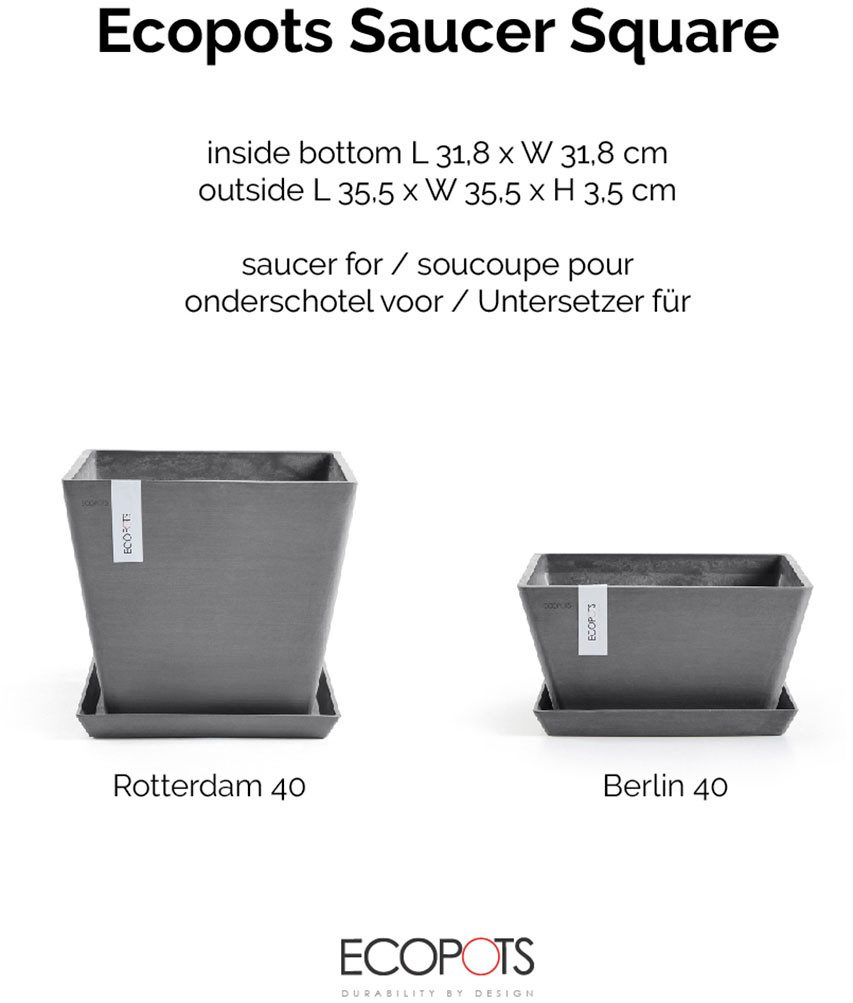 ECOPOTS Blumentopfuntersetzer SQUARE SAUCER Grey, BxTxH: 35,5x35,5x3,5 cm günstig online kaufen