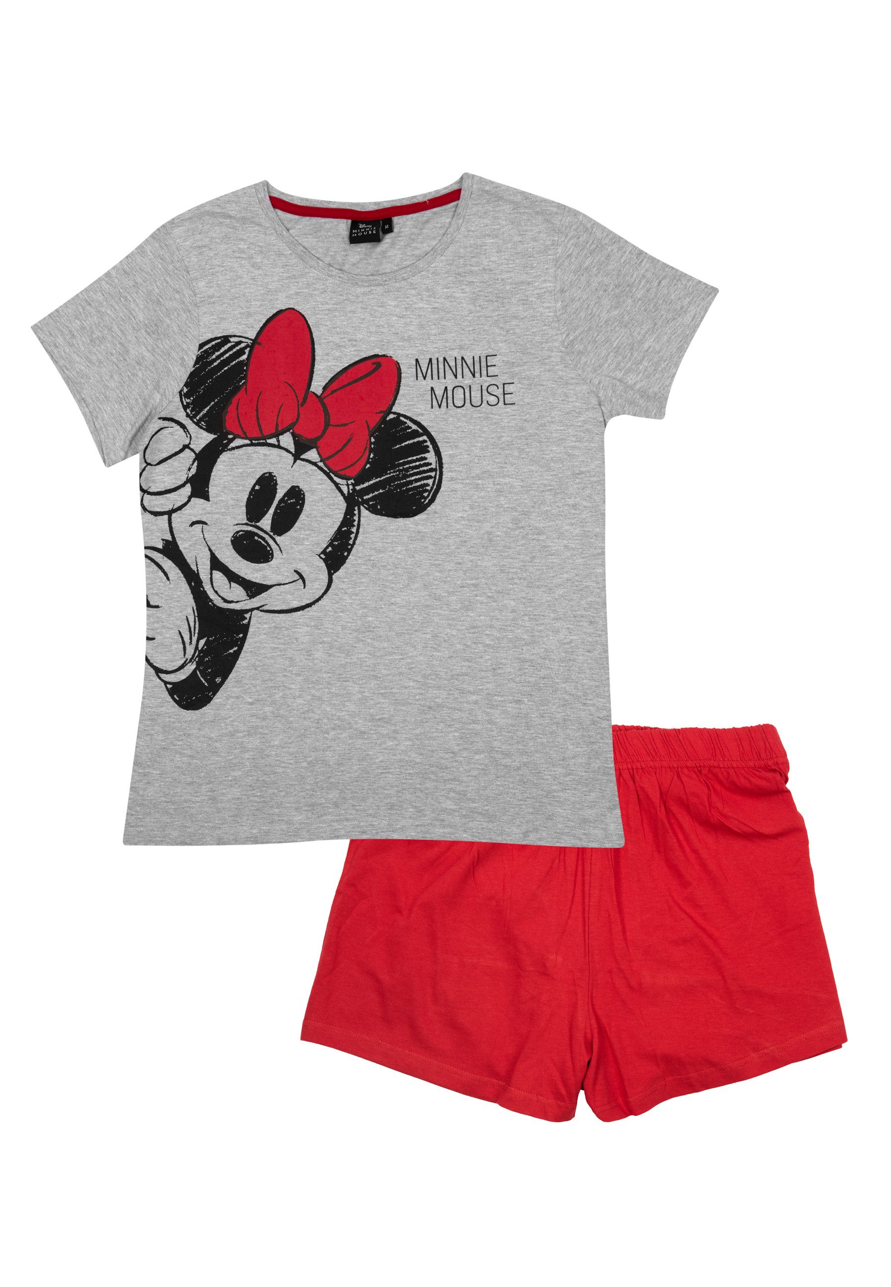 Schlafanzug Disney Minnie Mouse Schlafanzug Pyjama Kurzarm Oberteil mit Shorts
