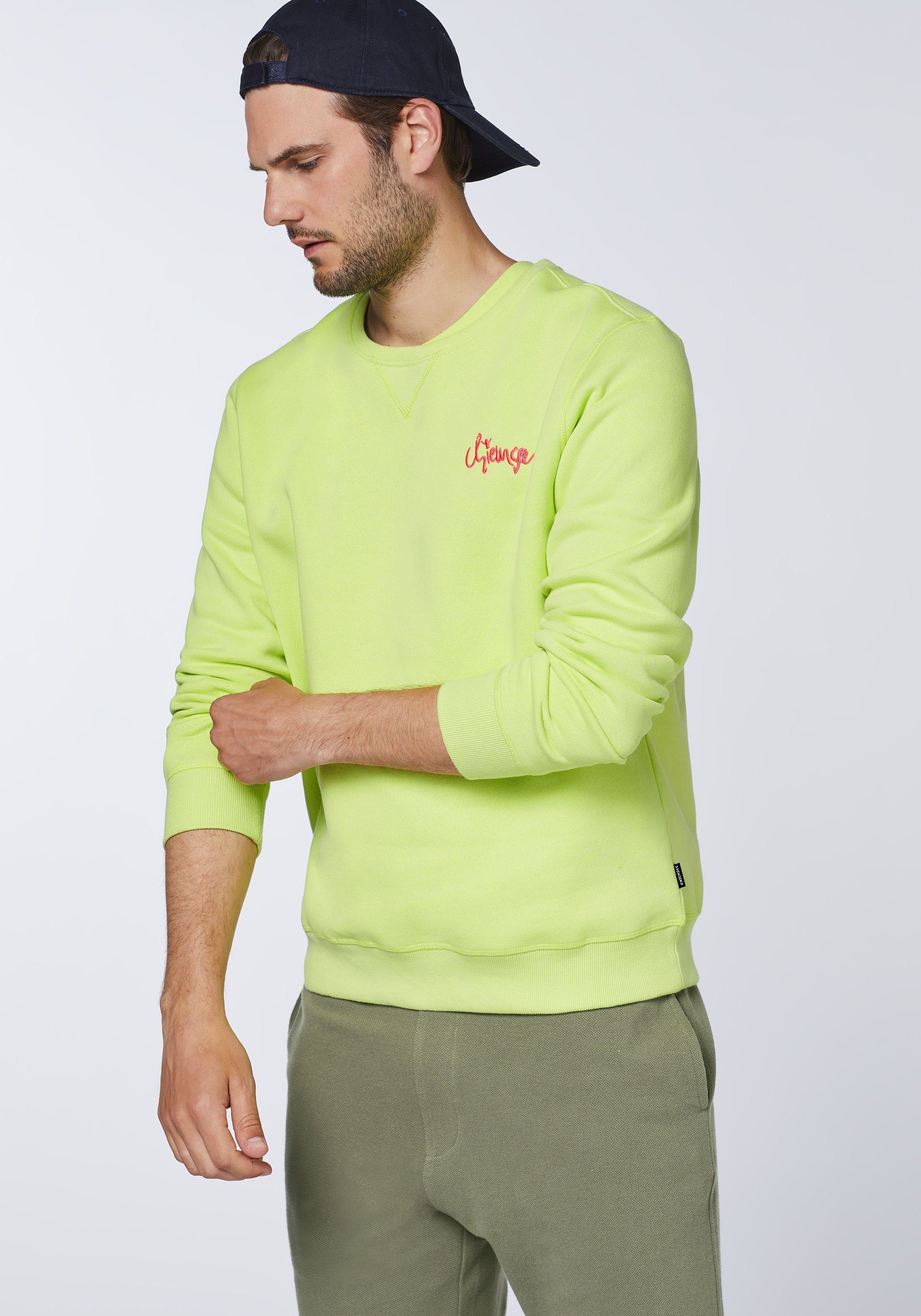 aus 13-0535 Sweatshirt Baumwollmix Chiemsee Green Logo-Print mit 1 Sharp Sweatshirt