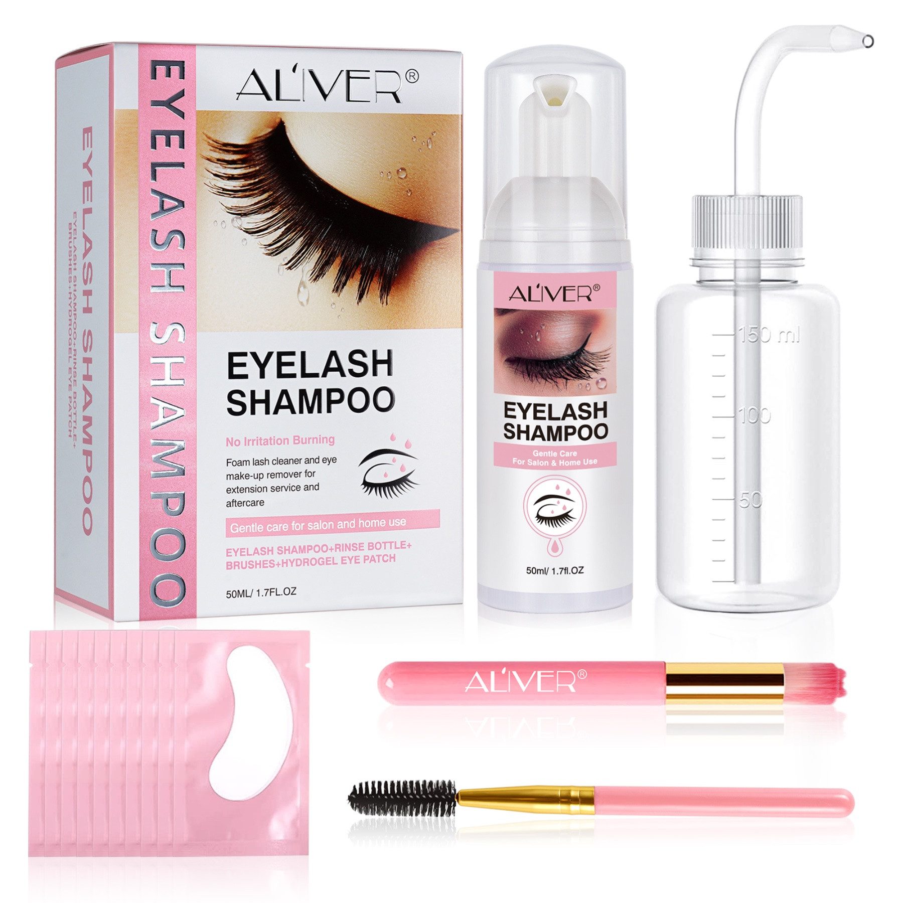 ALIVER Wimpernpflege Wimpernshampoo Cleanser Wimpernverlängerung Reiniger XL Aliver, 1-tlg., Wimpernpflege