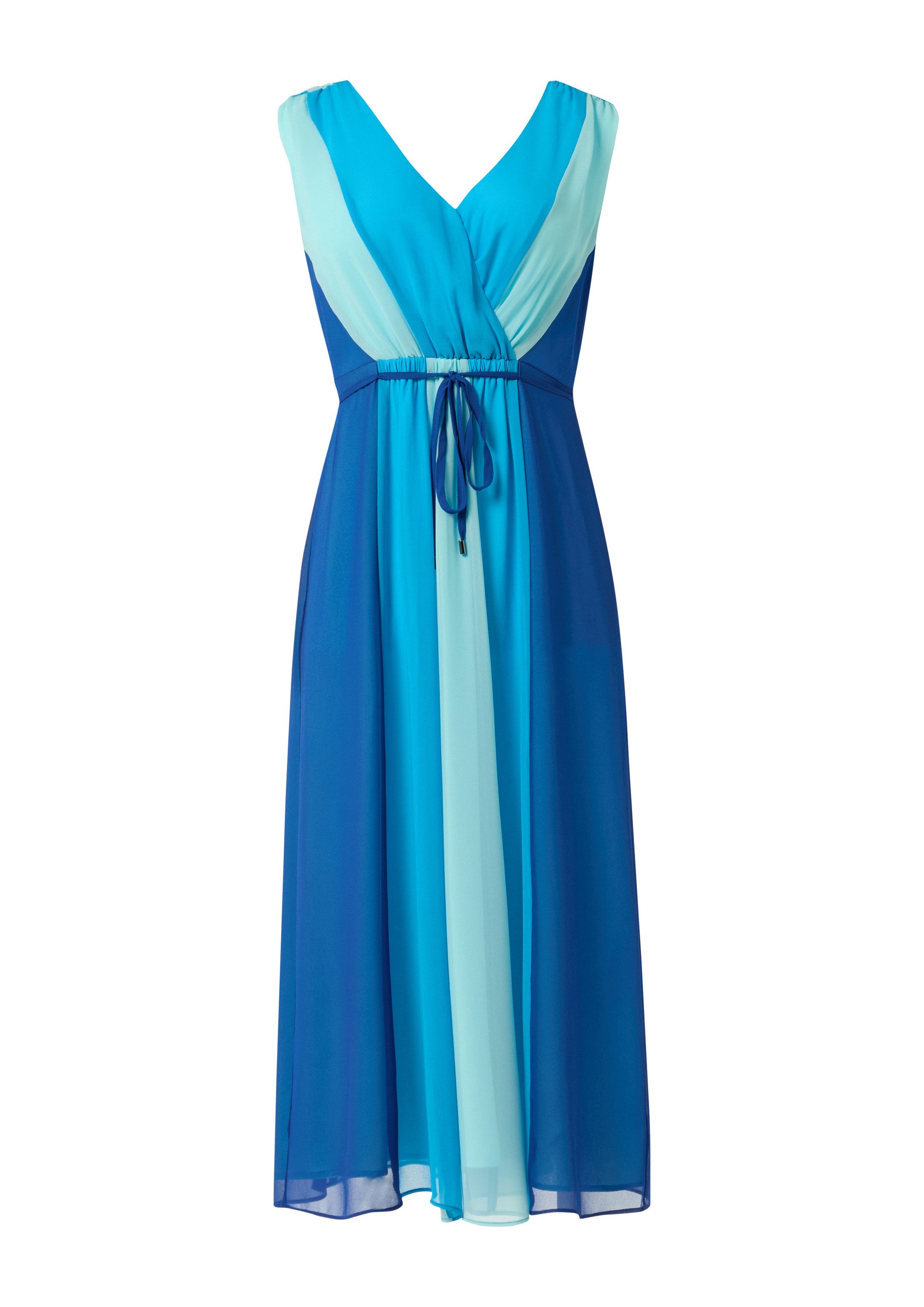 comma Midikleid Kleid Ärmelloses Bahnen-Kleid aus Chiffon mit elastischem Bund