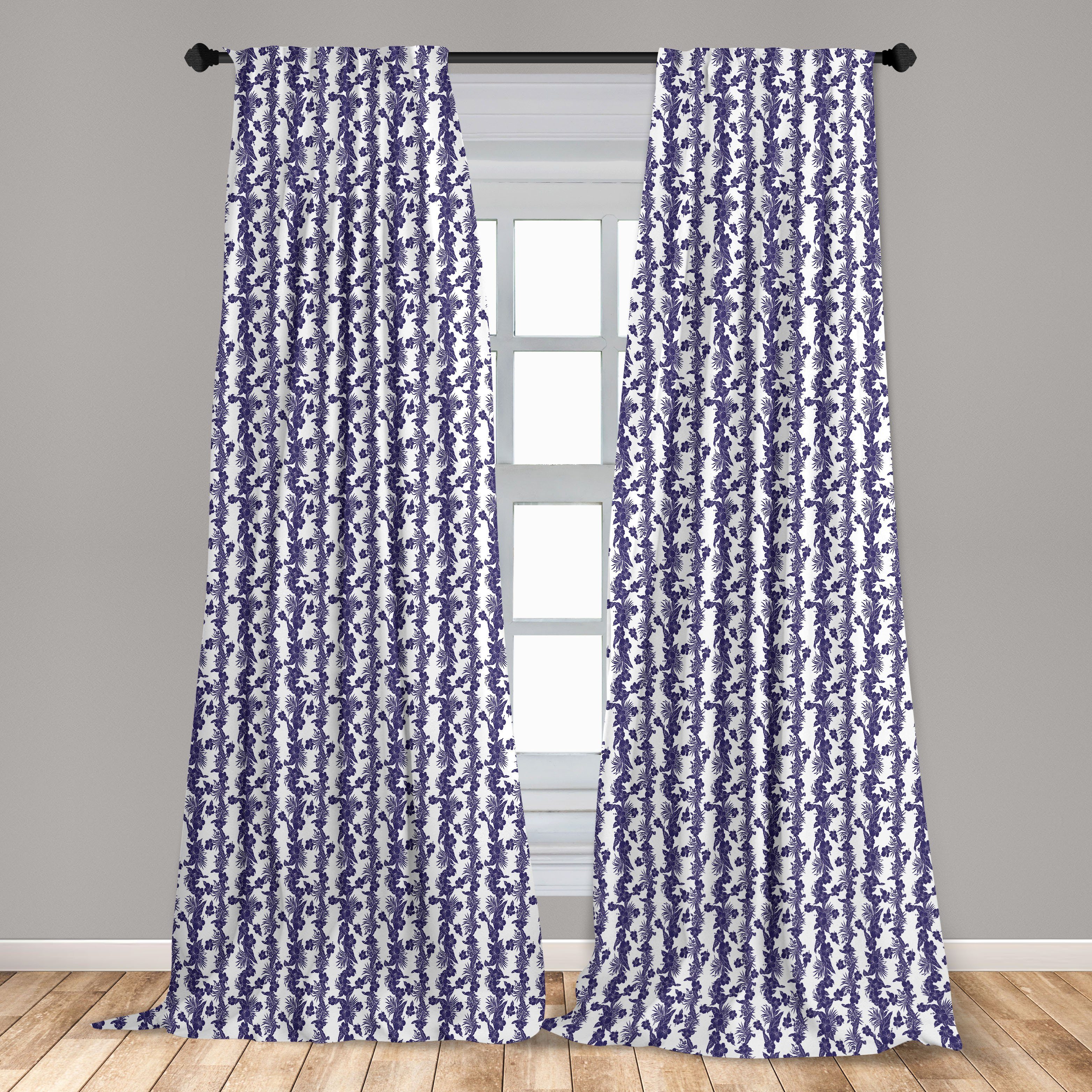 Gardine Vorhang für Weiß Blau Microfaser, und Dekor, Luau Wohnzimmer Abakuhaus, Schlafzimmer Hibiscus