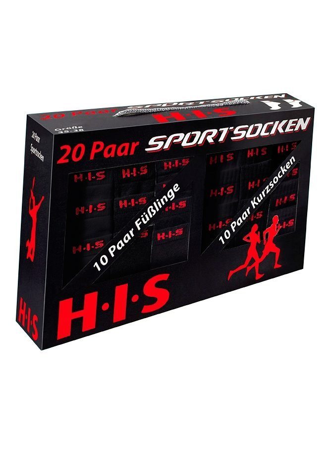 H.I.S Kurzsocken (Box, 20-Paar) und Sneakersocken mit Frottee