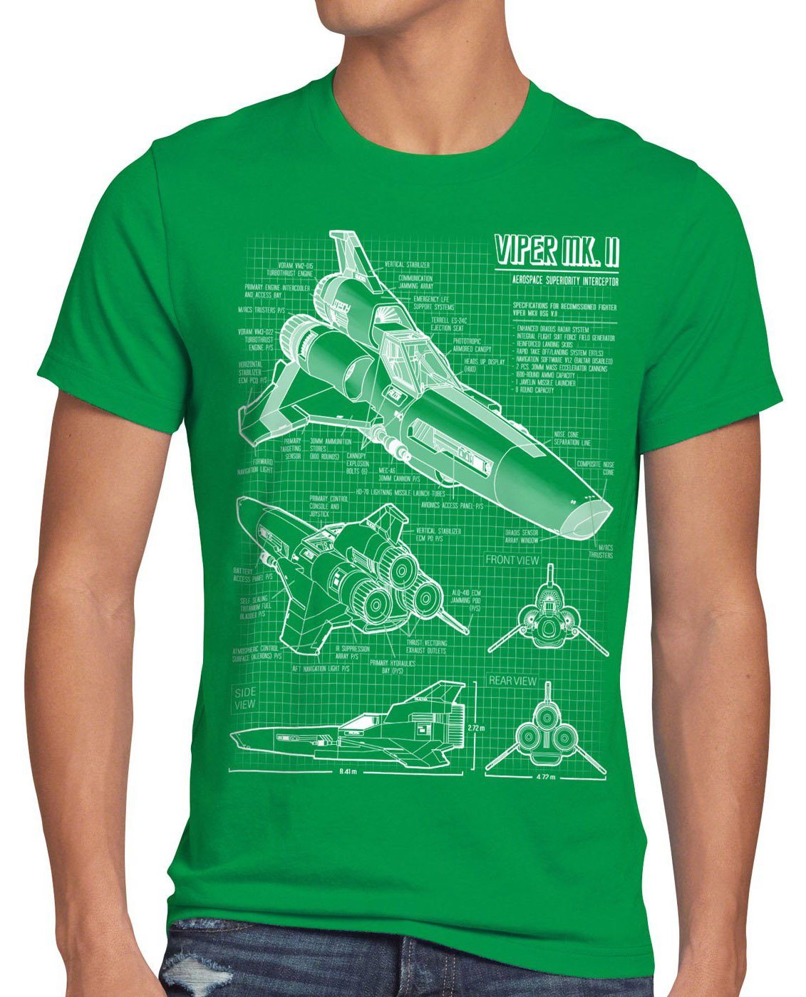style3 T-Shirt Viper MK2 Blaupause galactica günstig online kaufen