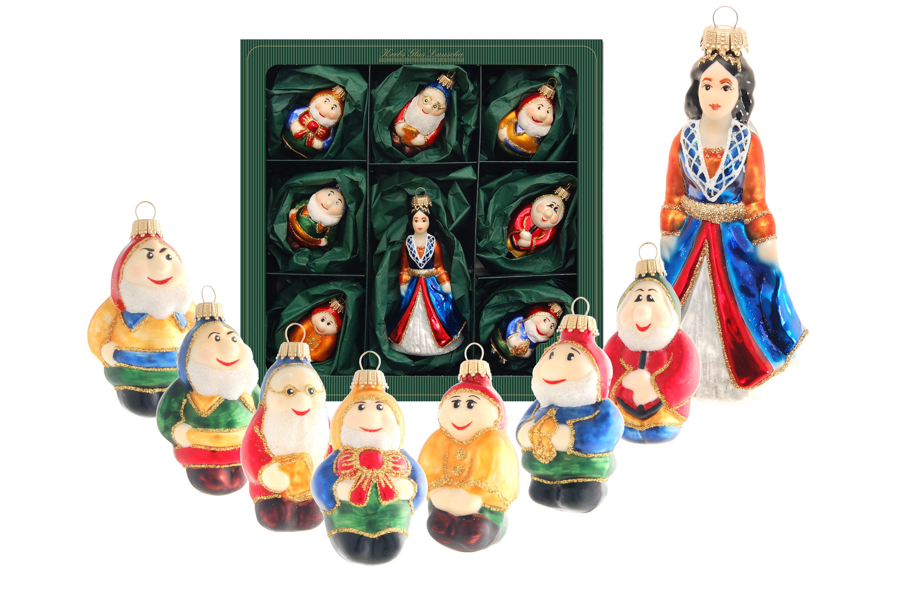 Krebs Glas Lauscha Weihnachtsbaumkugel Baumschmuck Märchenset Schneewittchen Mehrfarbig 11cm (8 St), Glas